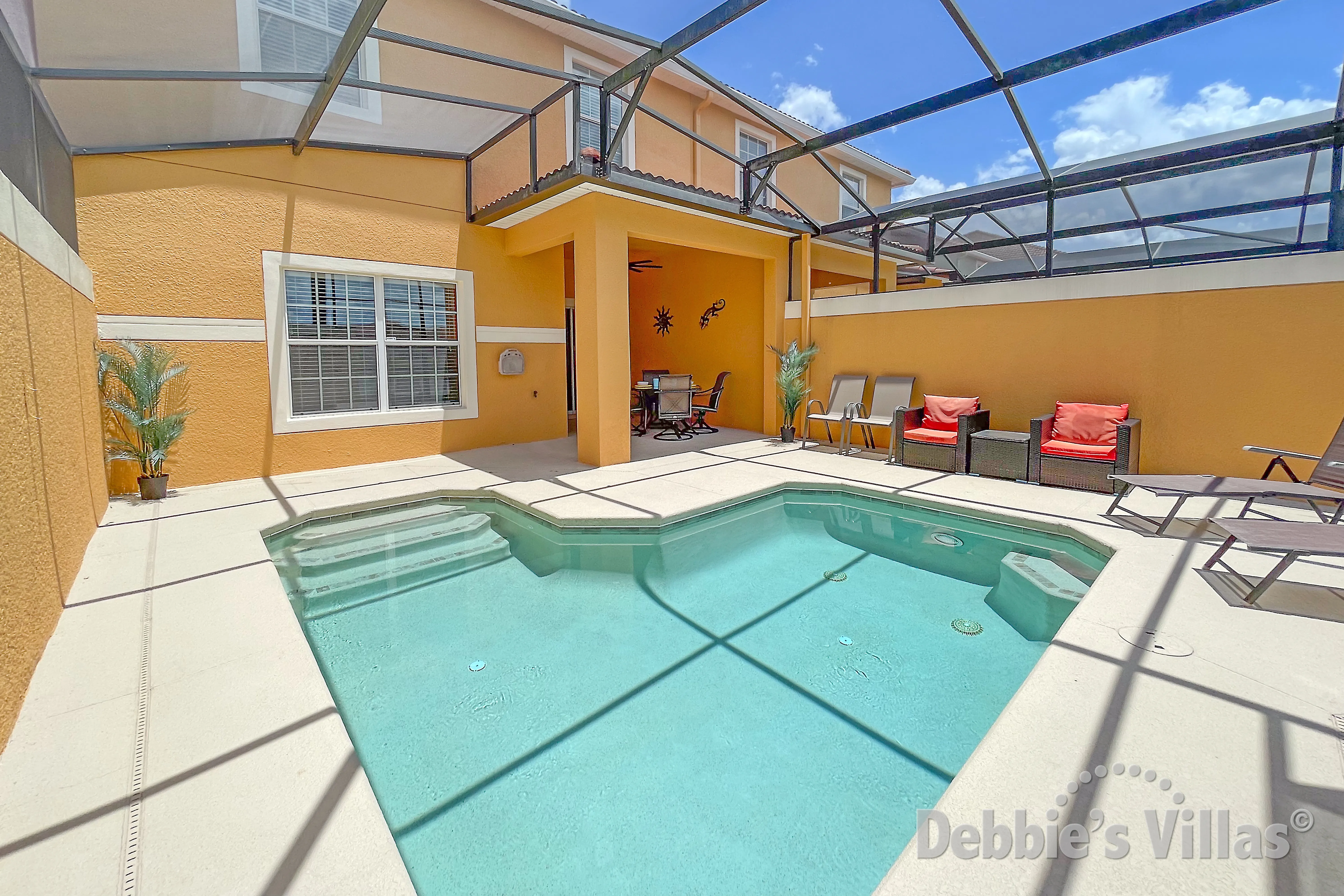 Sunny west-facing private pool at this Orlando vacation home