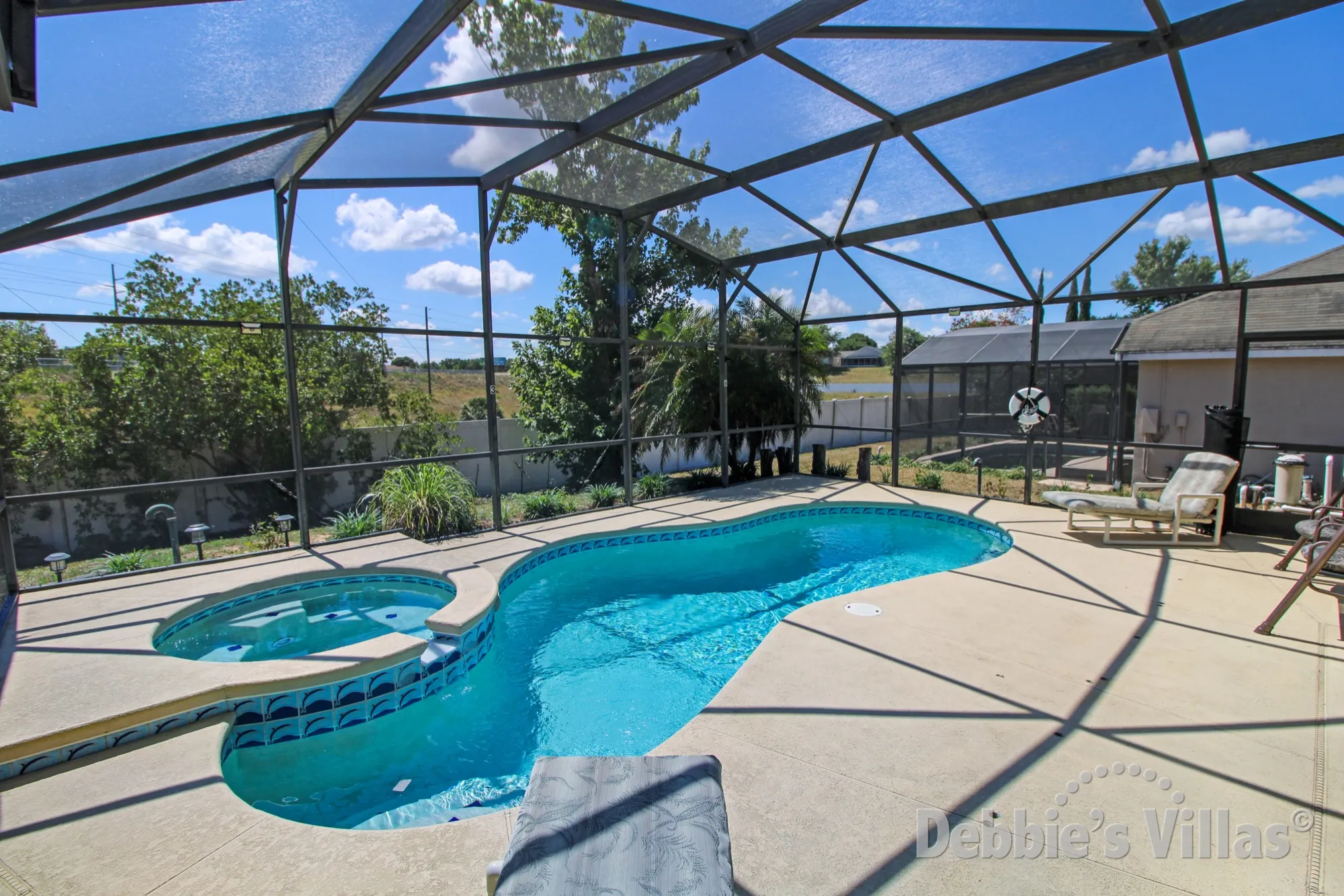 Private pool and spa at this Mission Park villa close to Disney