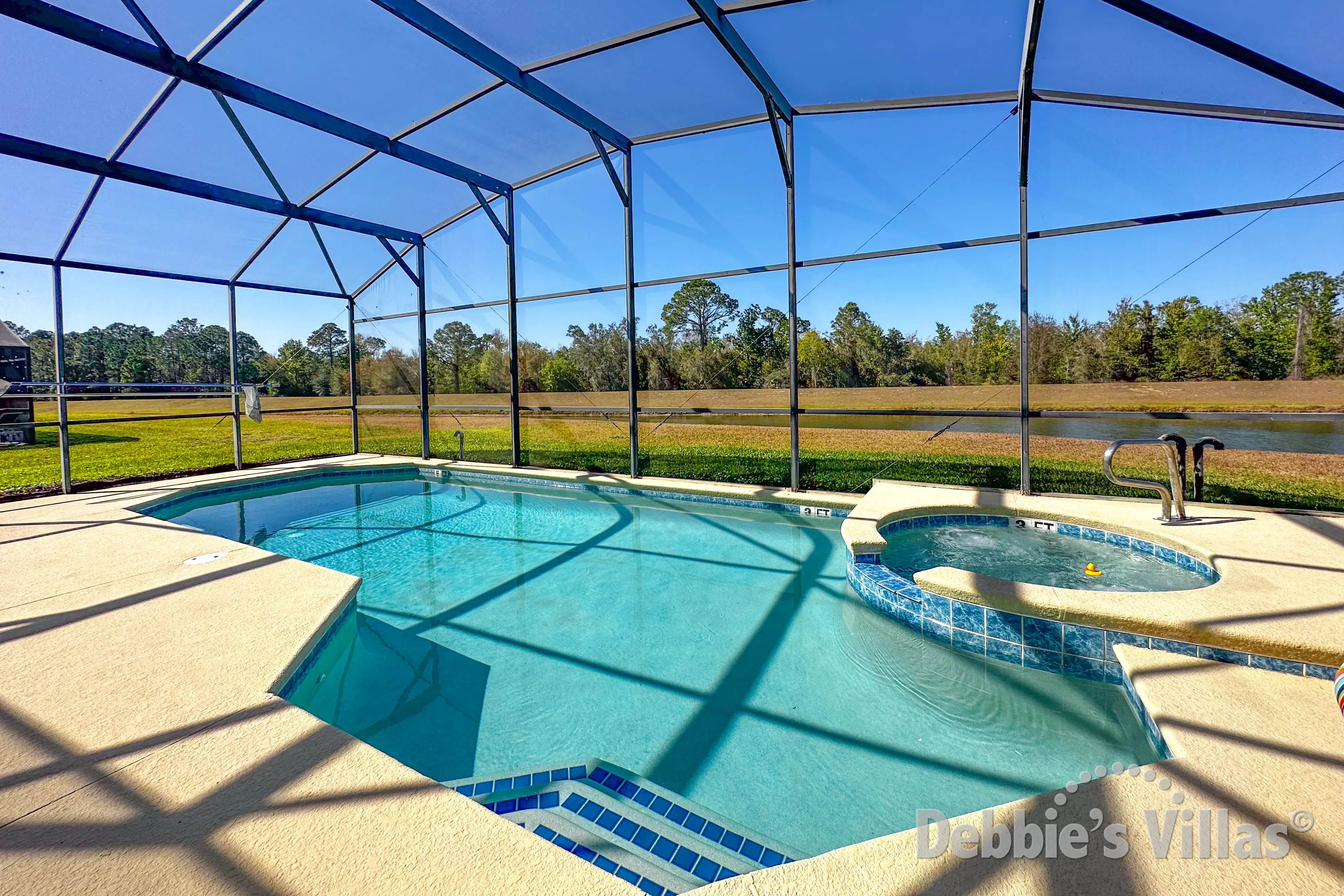 Private pool and spa at this vacation villa on Emerald Island in Kissimmee