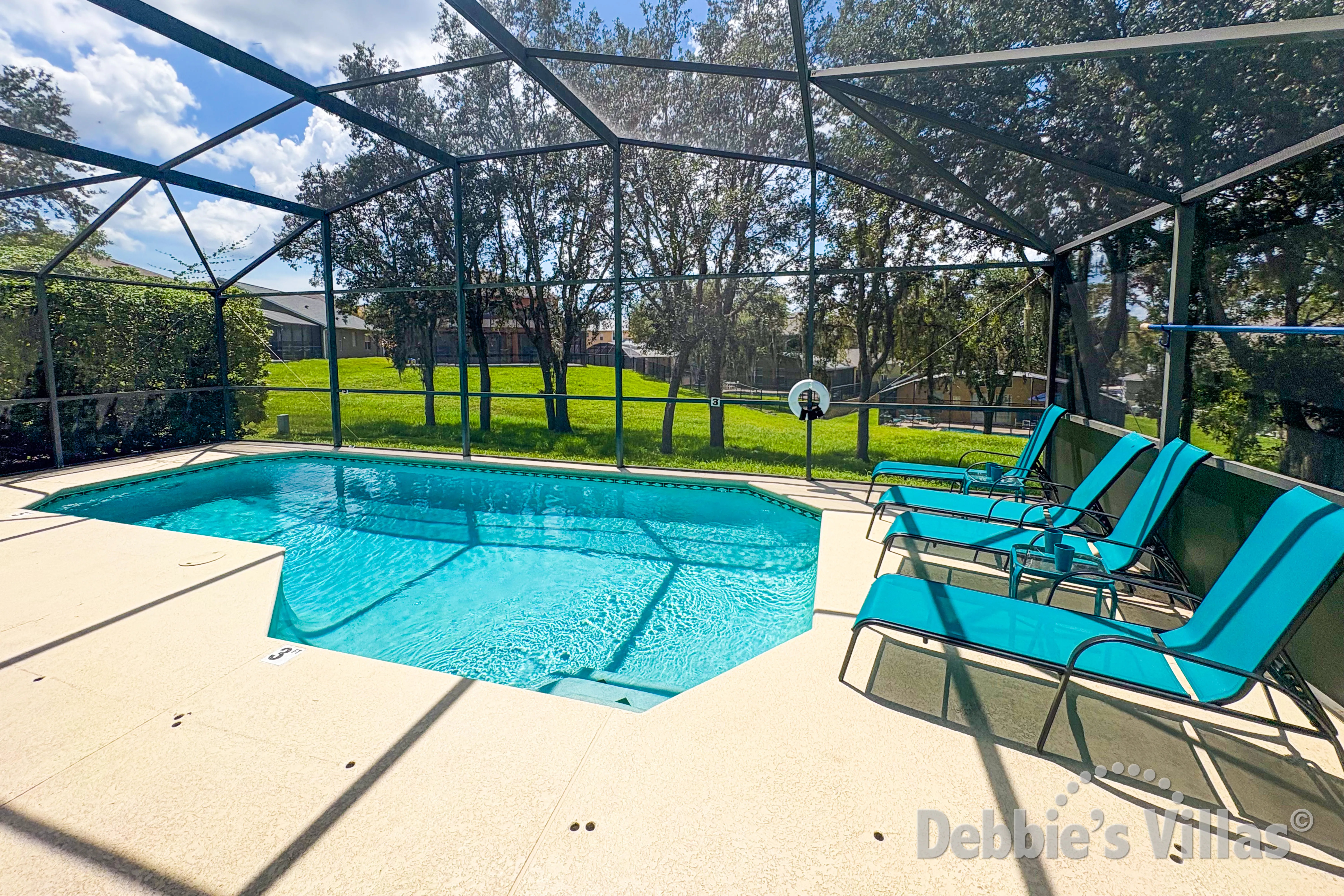 West-facing pool at this vacation villa on Emerald Island in Kissimmee 