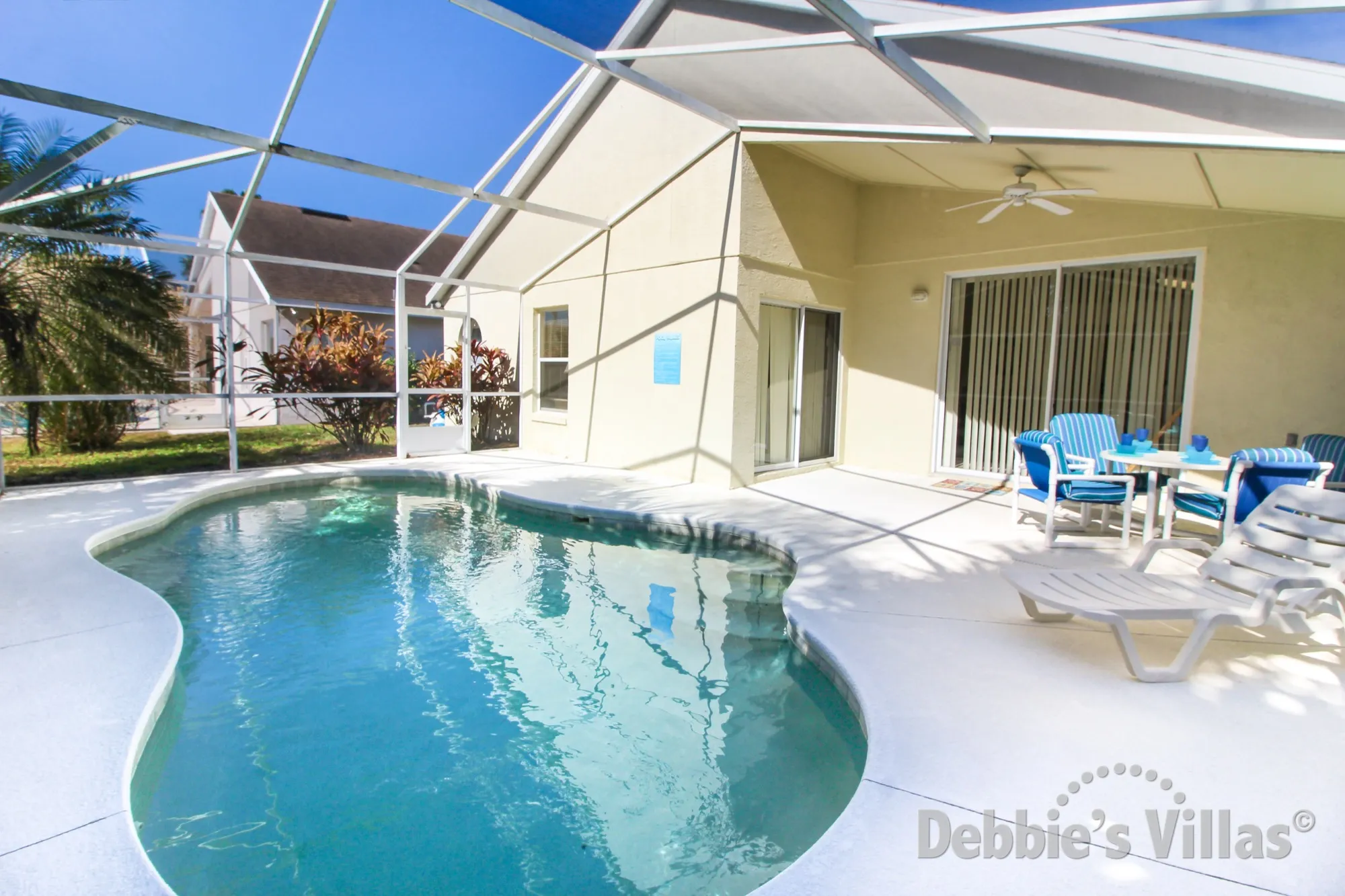 Sunny south-facing pool deck on Highlands Reserve