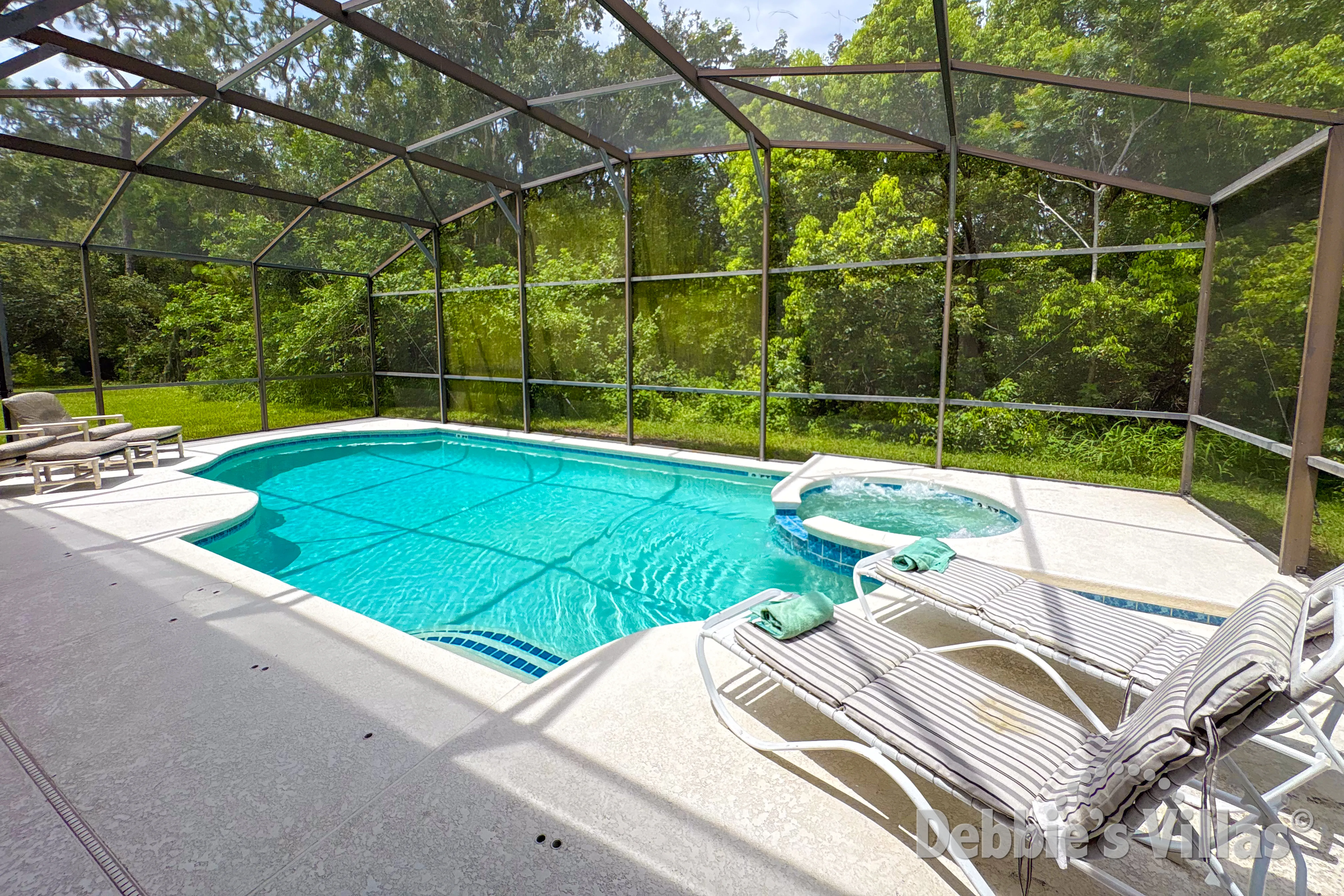 West-facing private pool and spa at this vacation villa on Bella Vida in Kissimmee