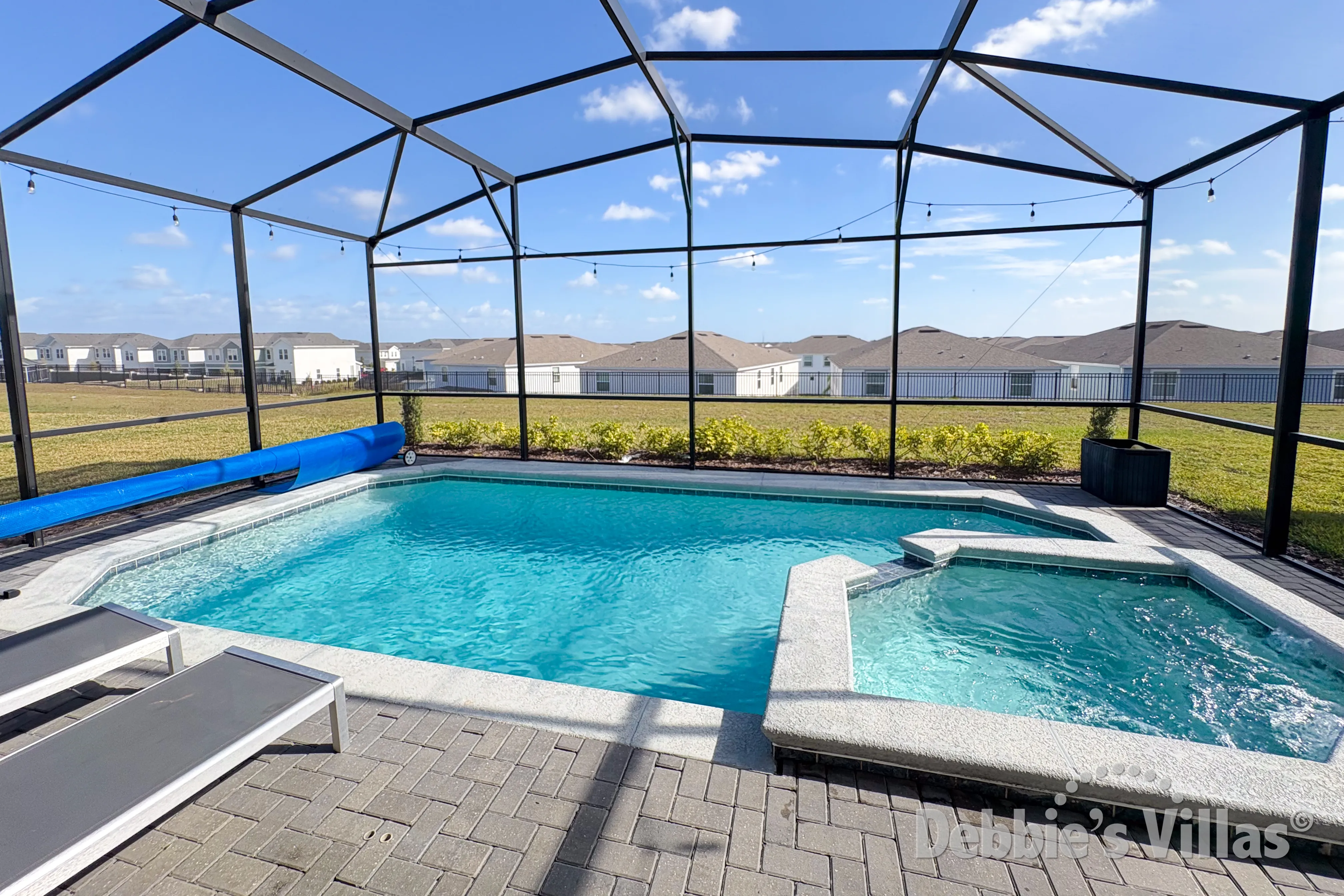 Private pool and spa at this vacation villa on Windsor Island Resort in Kissimmee