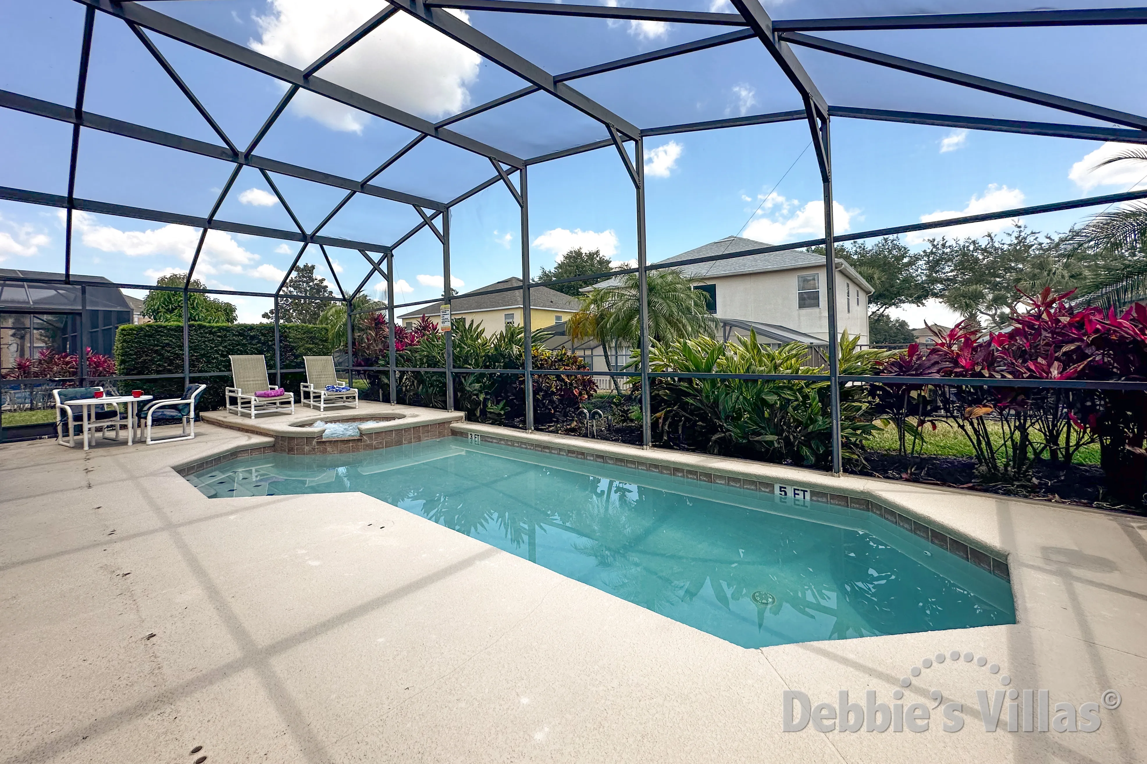 Private pool and spa at this vacation villa on Emerald Island in Kissimmee
