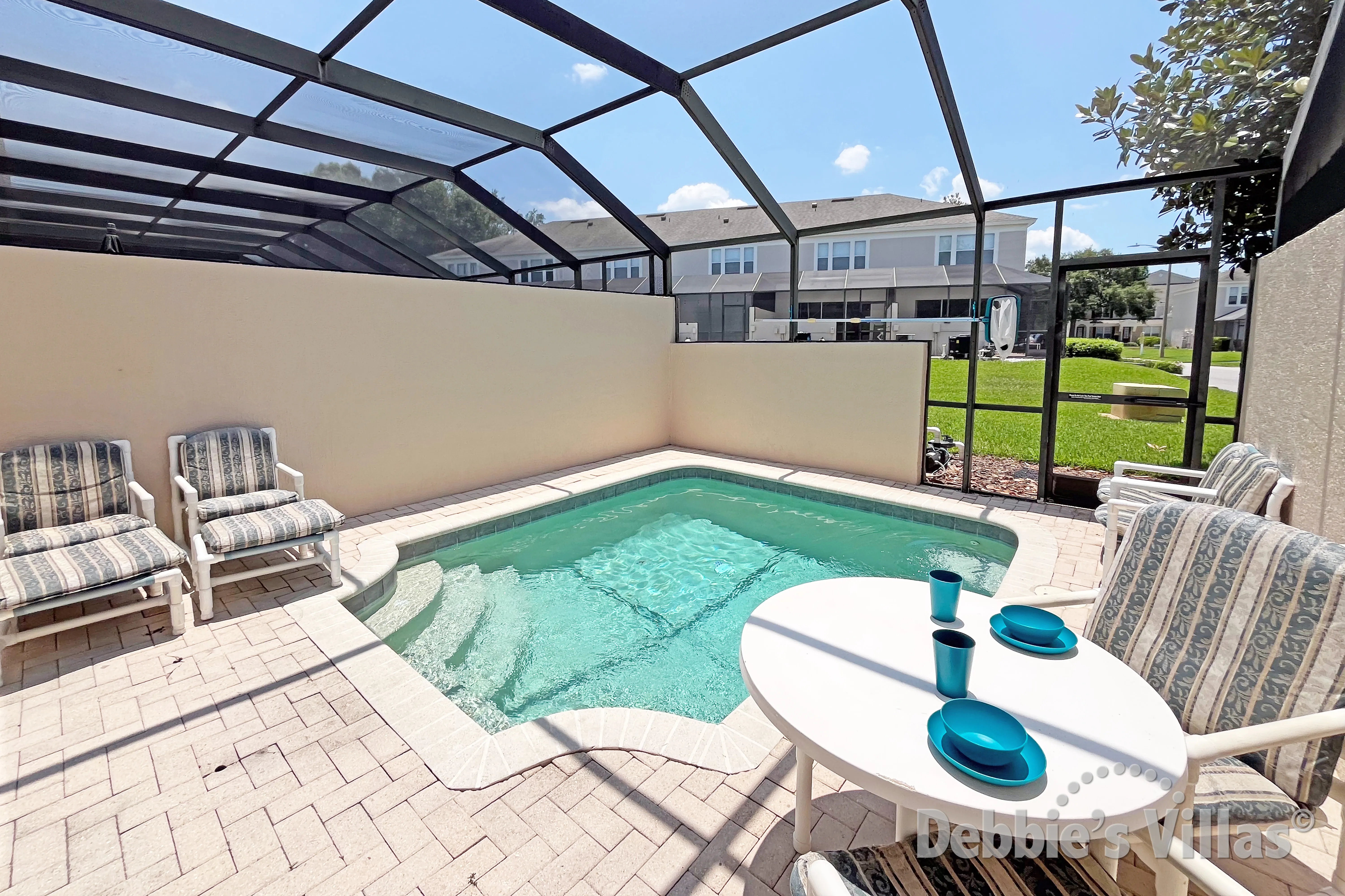 South-facing pool at this vacation home on Windsor Palms in Kissimmee 
