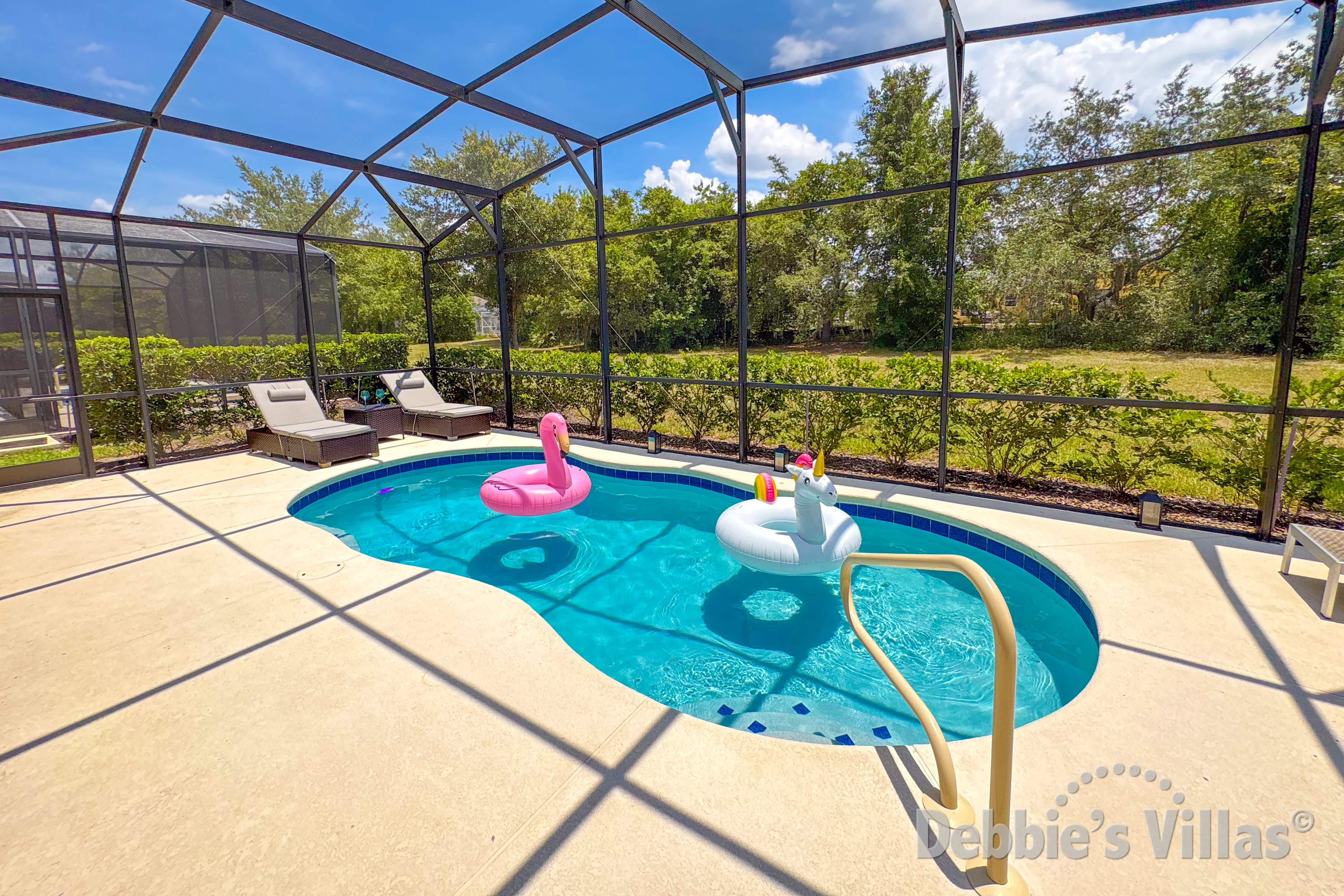 Private swimming pool at this vacation villa on Solterra in Davenport 