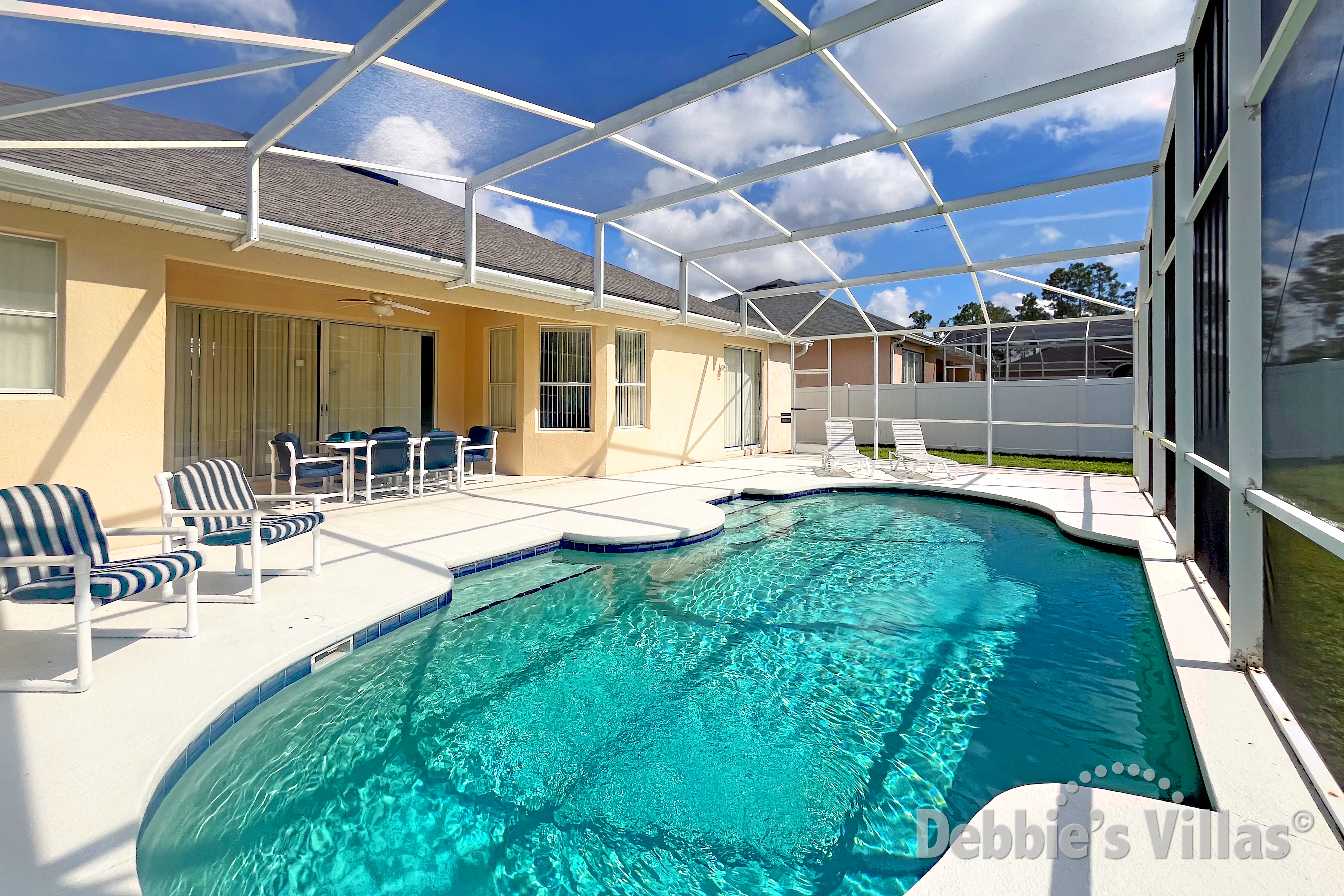 South-facing pool at this vacation villa on Highlands Reserve in Davenport