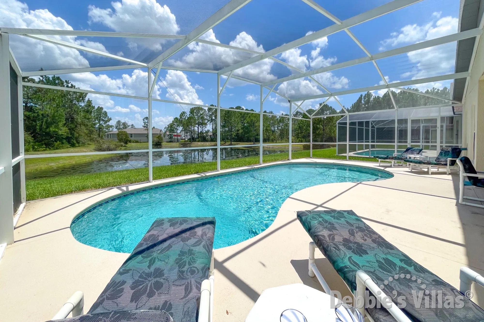 Clermont vacation villa with a lake view from the southeast-facing private pool