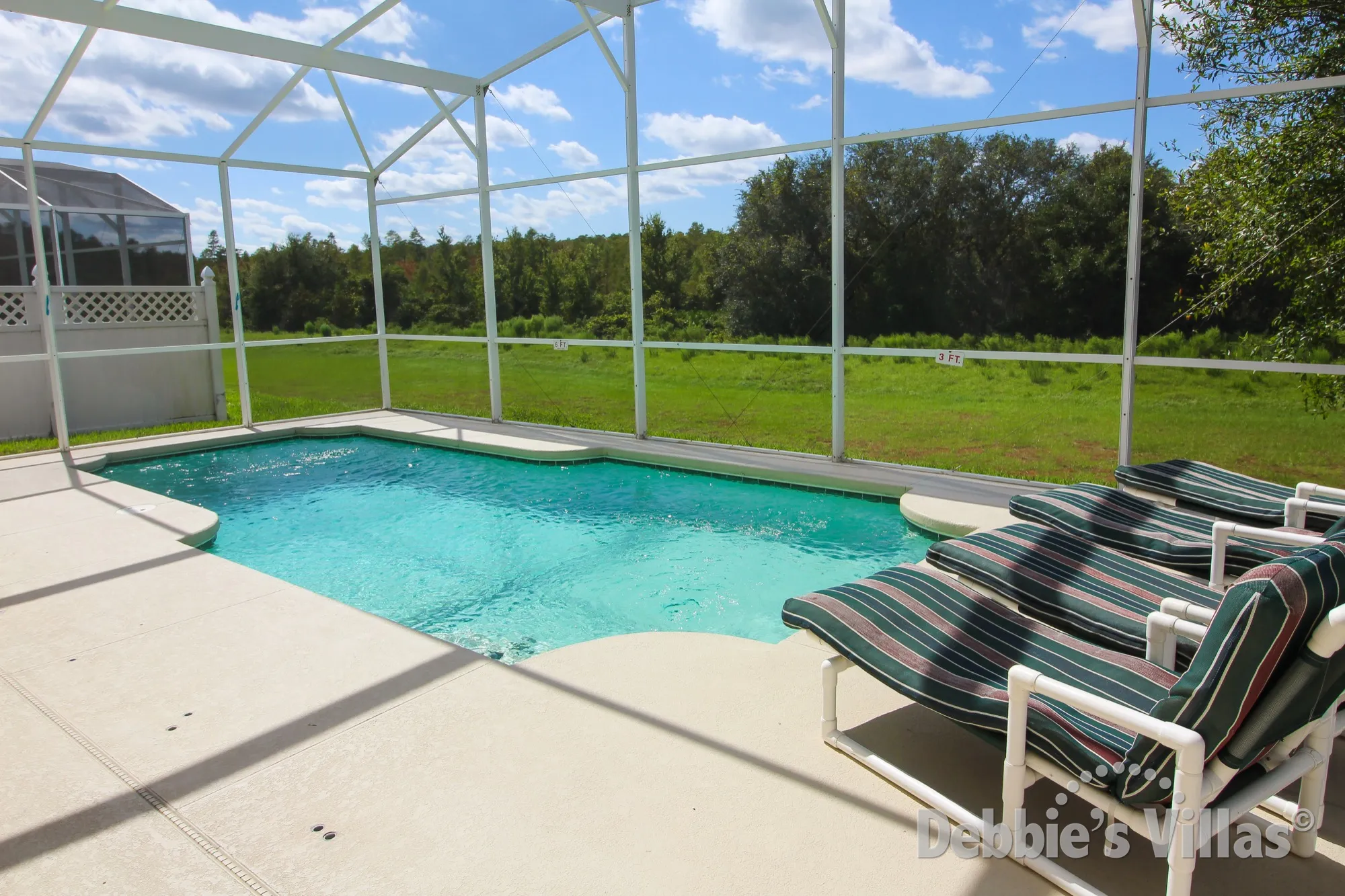 Private west-facing pool deck with woodland view on Highlands Reserve