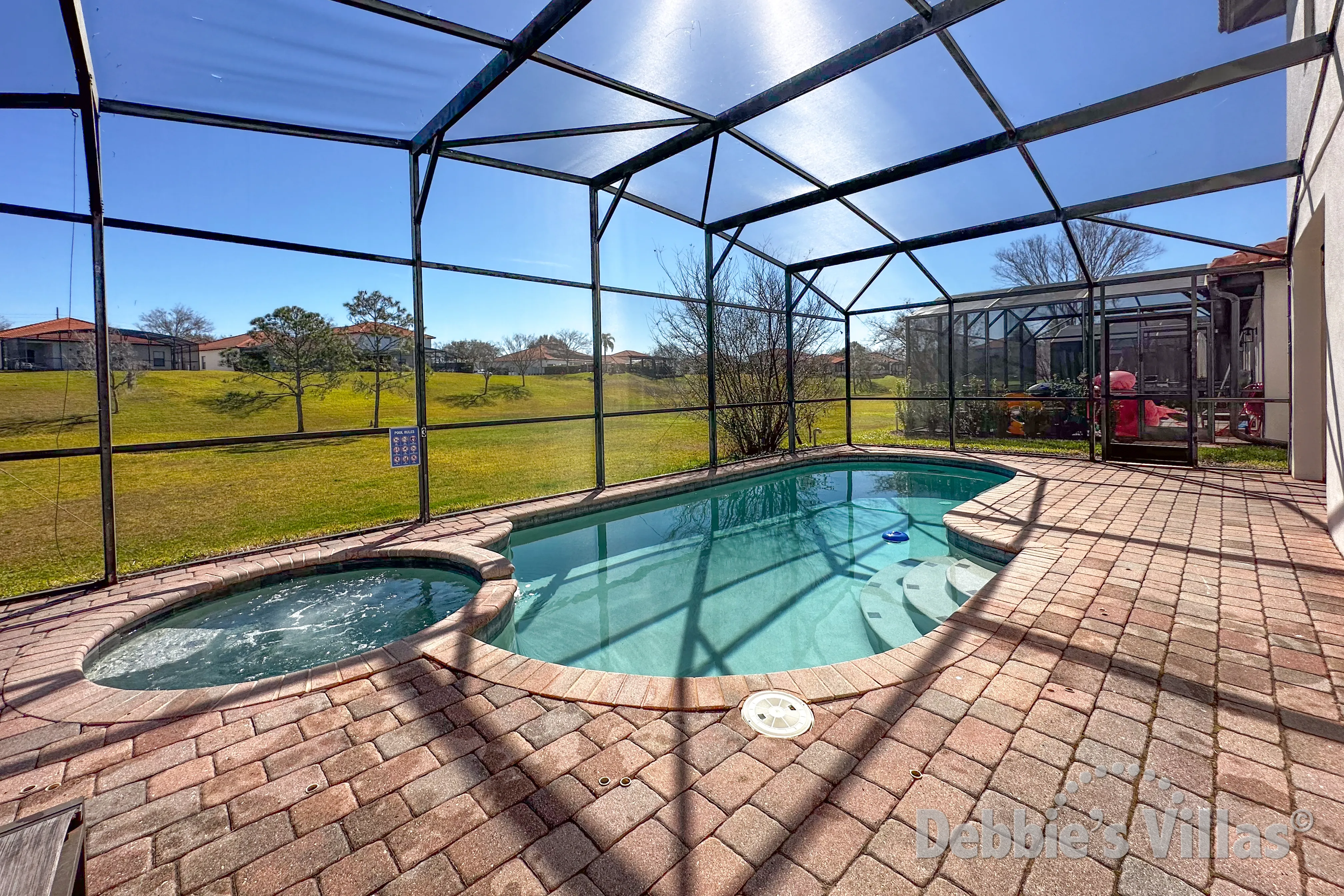 Private pool and spa at this vacation villa on High Grove in Clermont