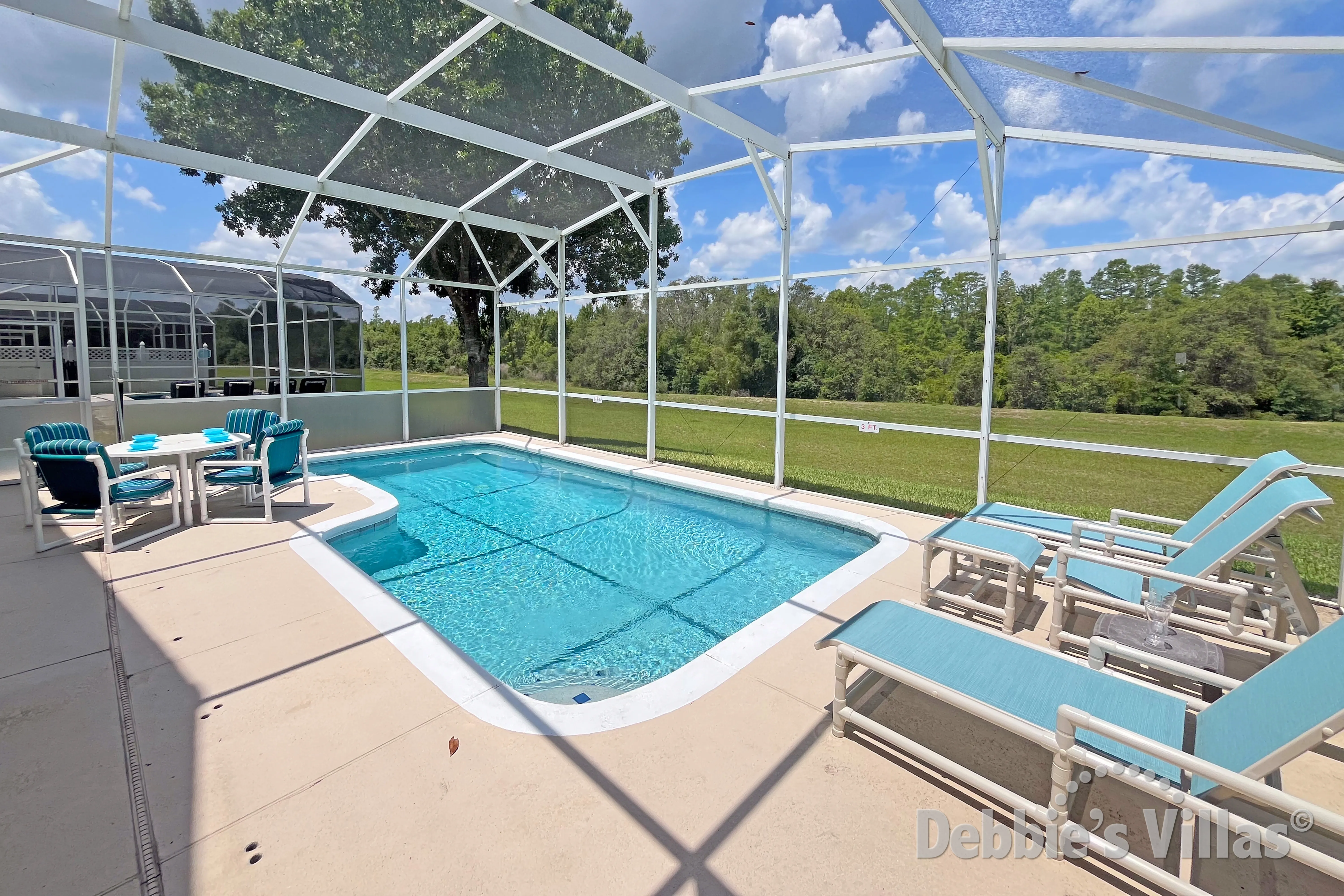 West-facing pool at this vacation villa on Highlands Reserve in Davenport