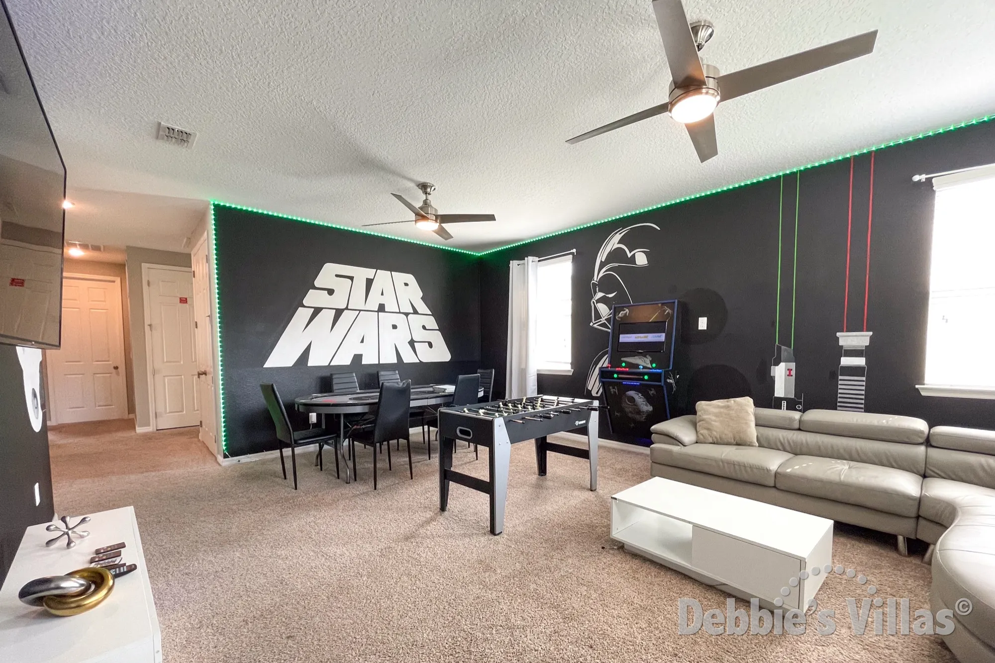 Star Wars-themed air-conditioned games room at this Solara vacation villa