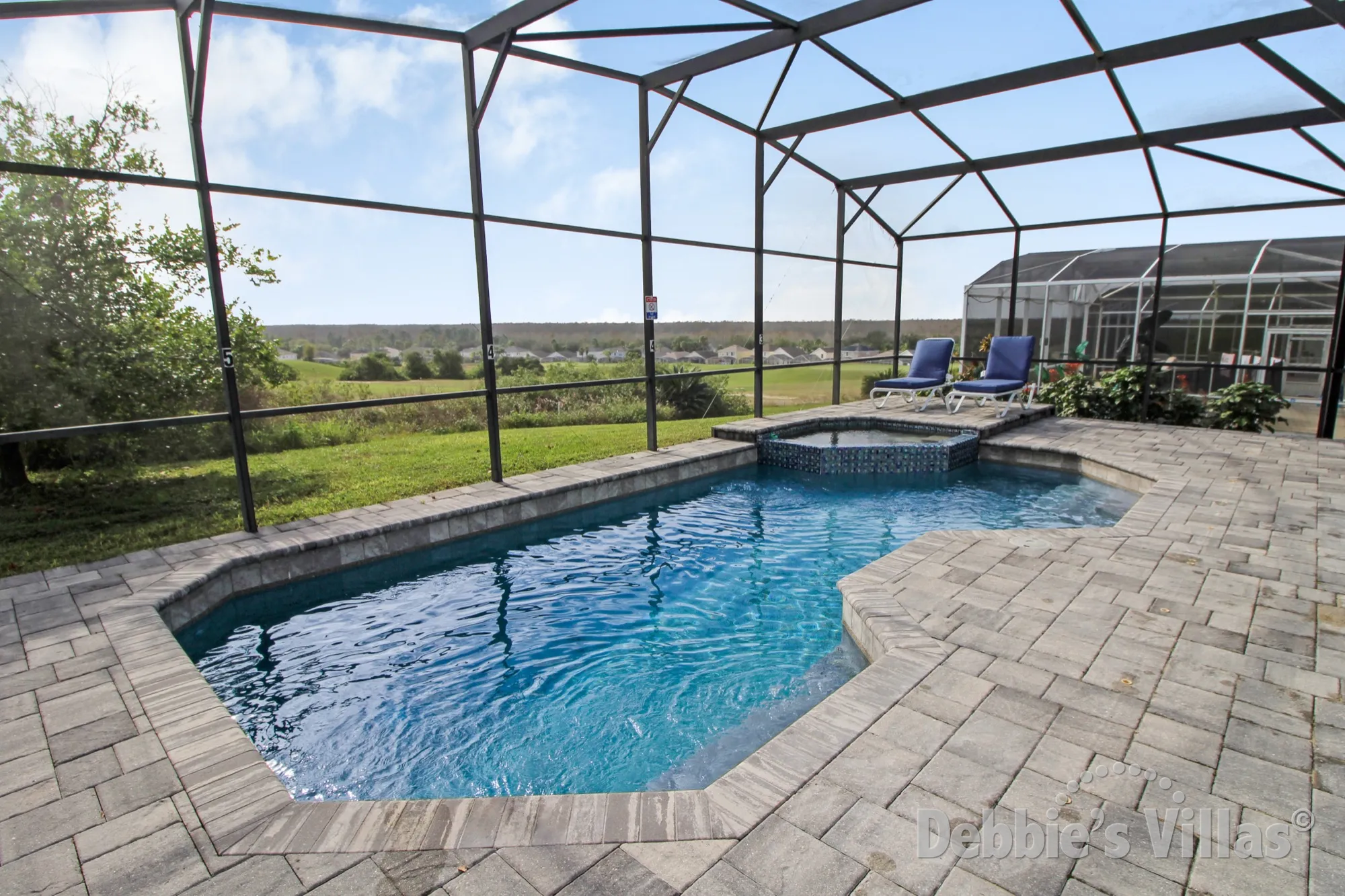 Highlands Reserve villa with a scenic view from the southwest-facing private pool and spa