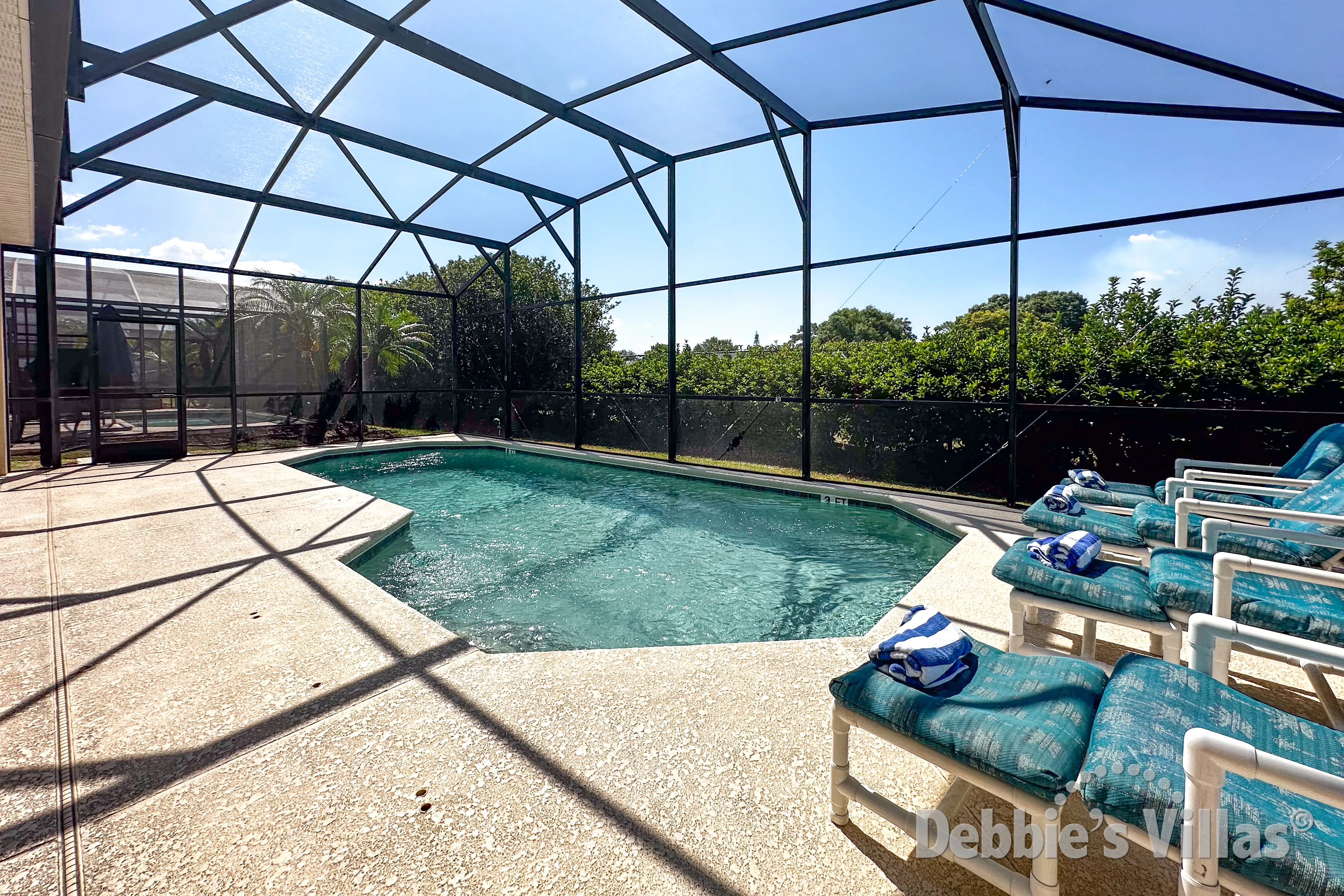South-facing pool at this vacation villa on Terra Verde in Kissimmee