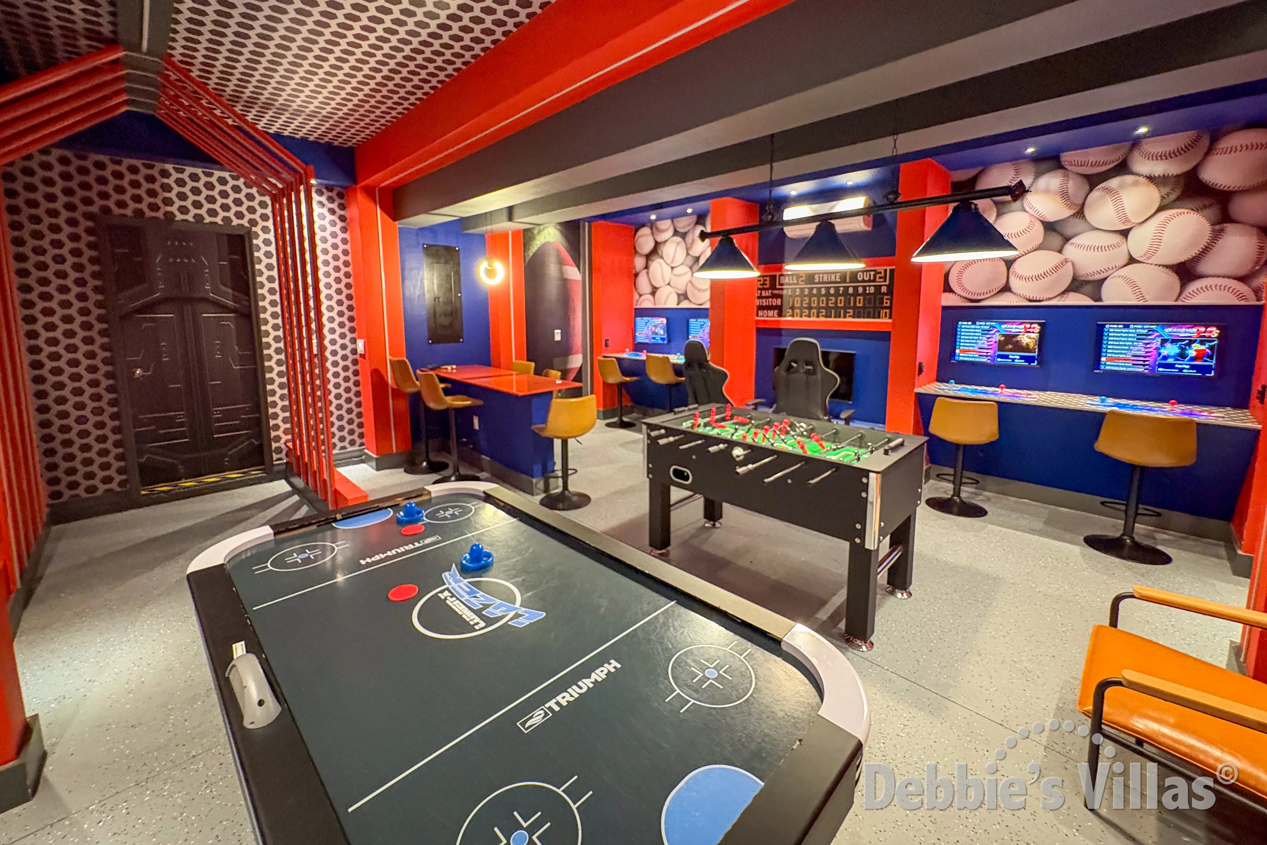 Air-conditioned games room at this vacation villa on Solterra in Davenort 