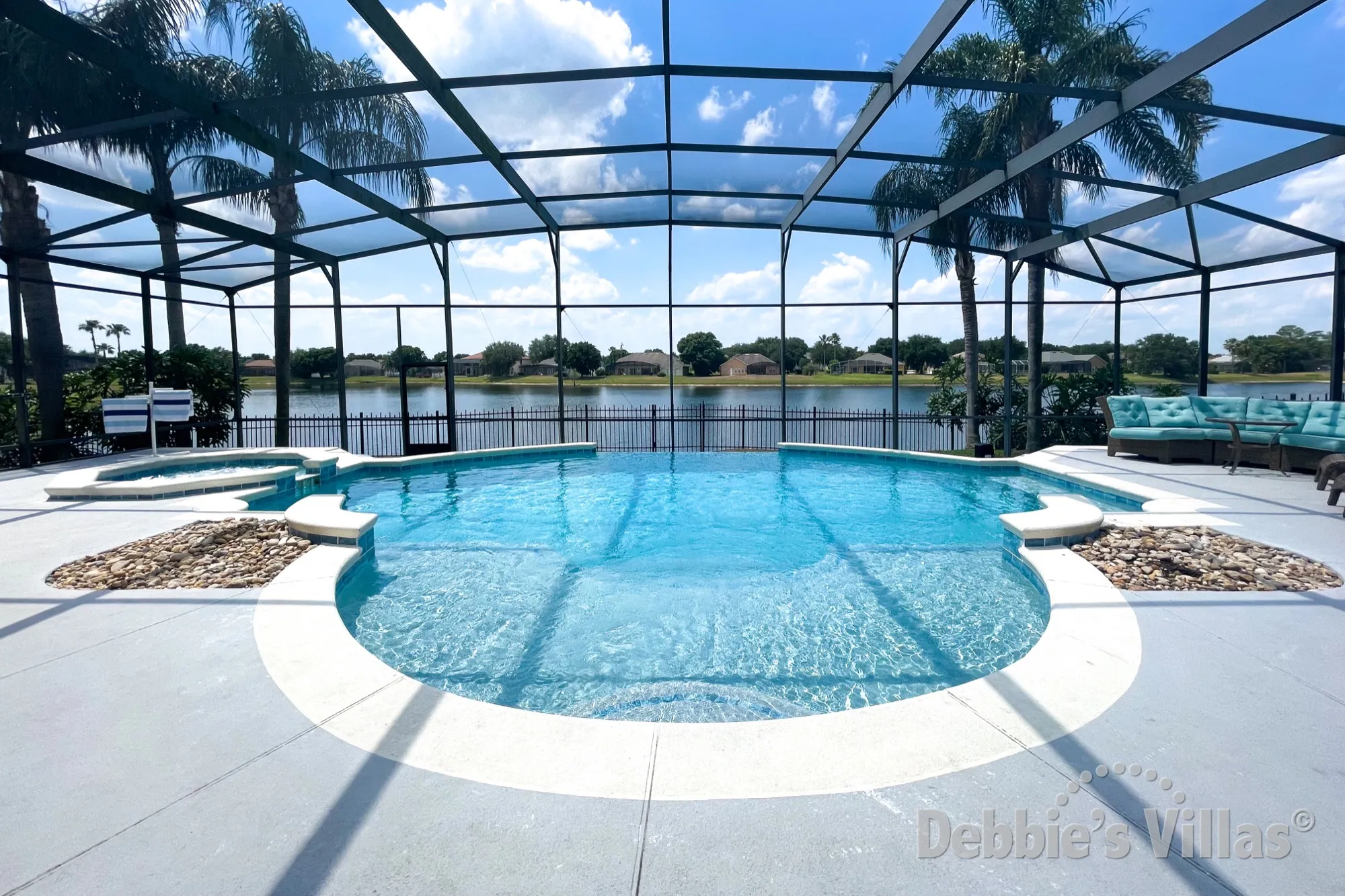 Lake view from the west-facing private pool at this Formosa Gardens villa in Kissimmee