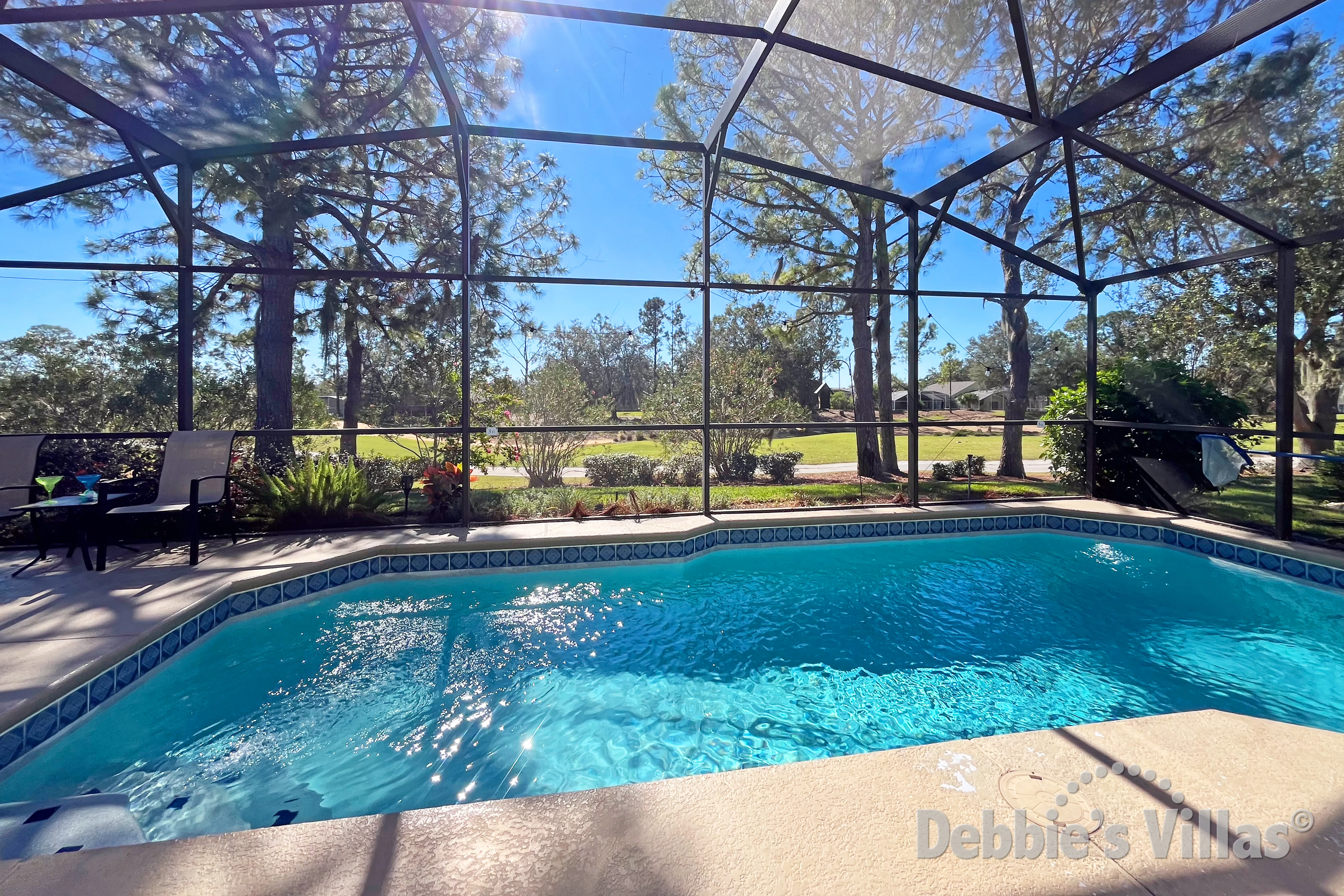 Easy access steps into the pool at this Haines City vacation villa