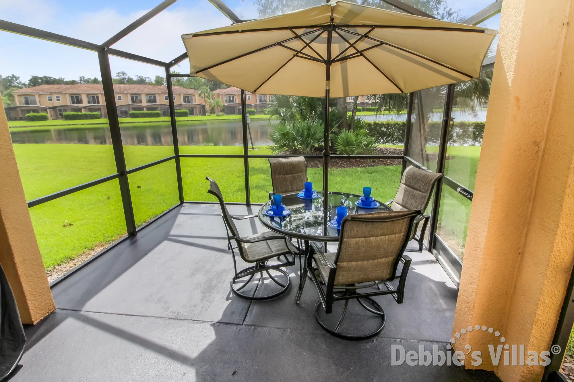 South-facing lake view from the patio area of this Kissimmee vacation home