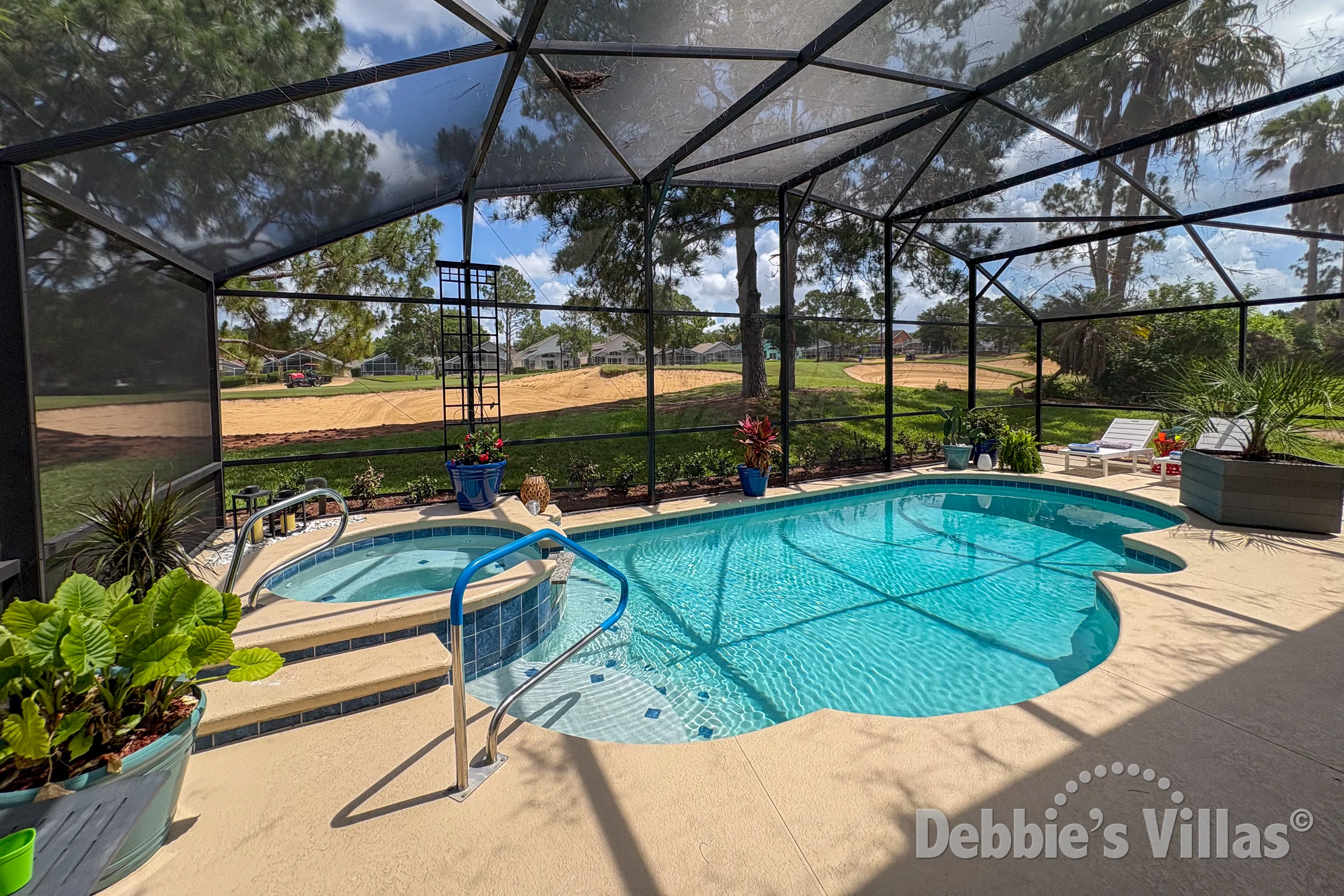 Pool and spa at this vacation villa on Southern Dunes at Haines City
