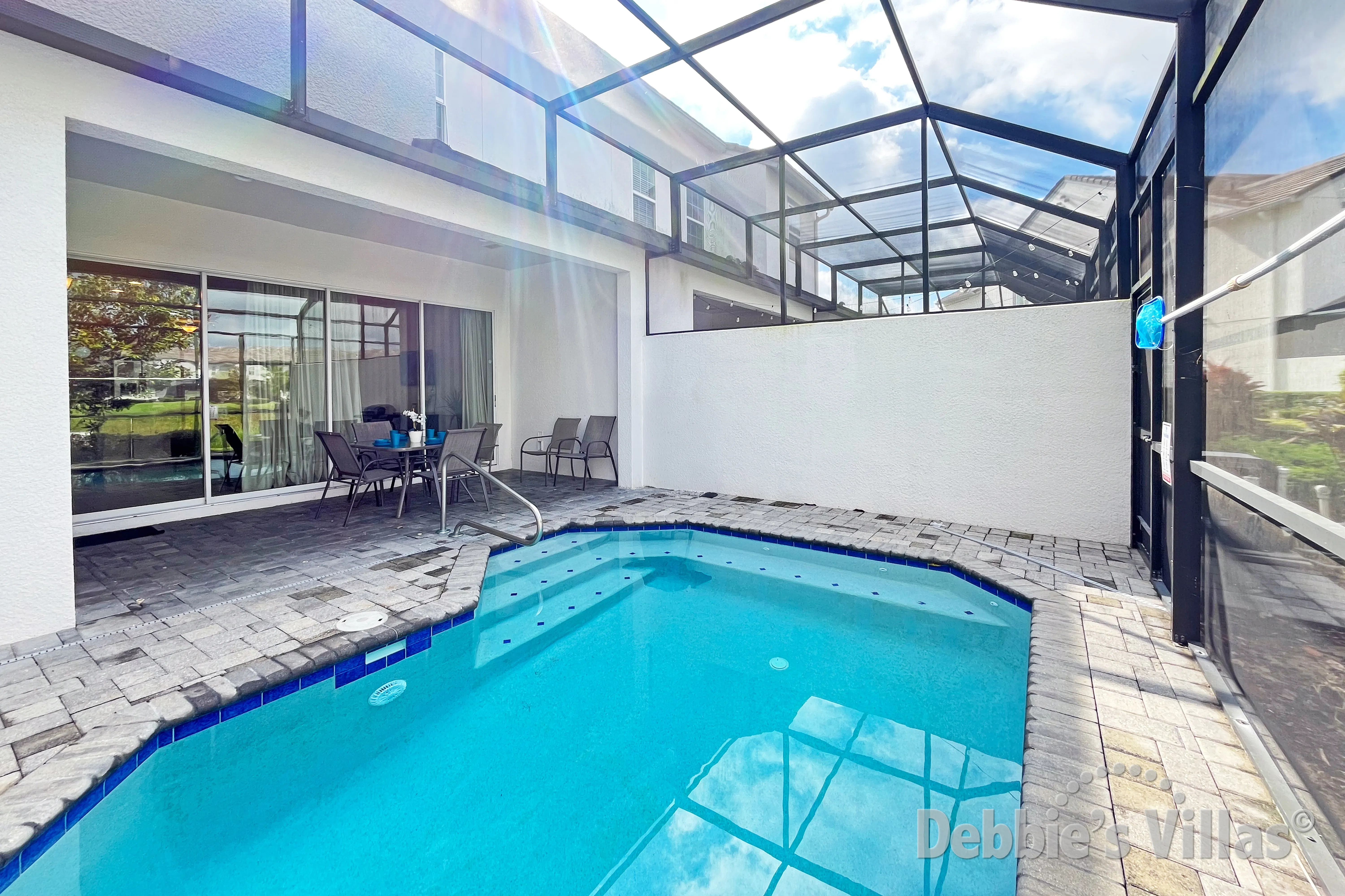 Private west-facing pool deck with complementary gas BBQ grill