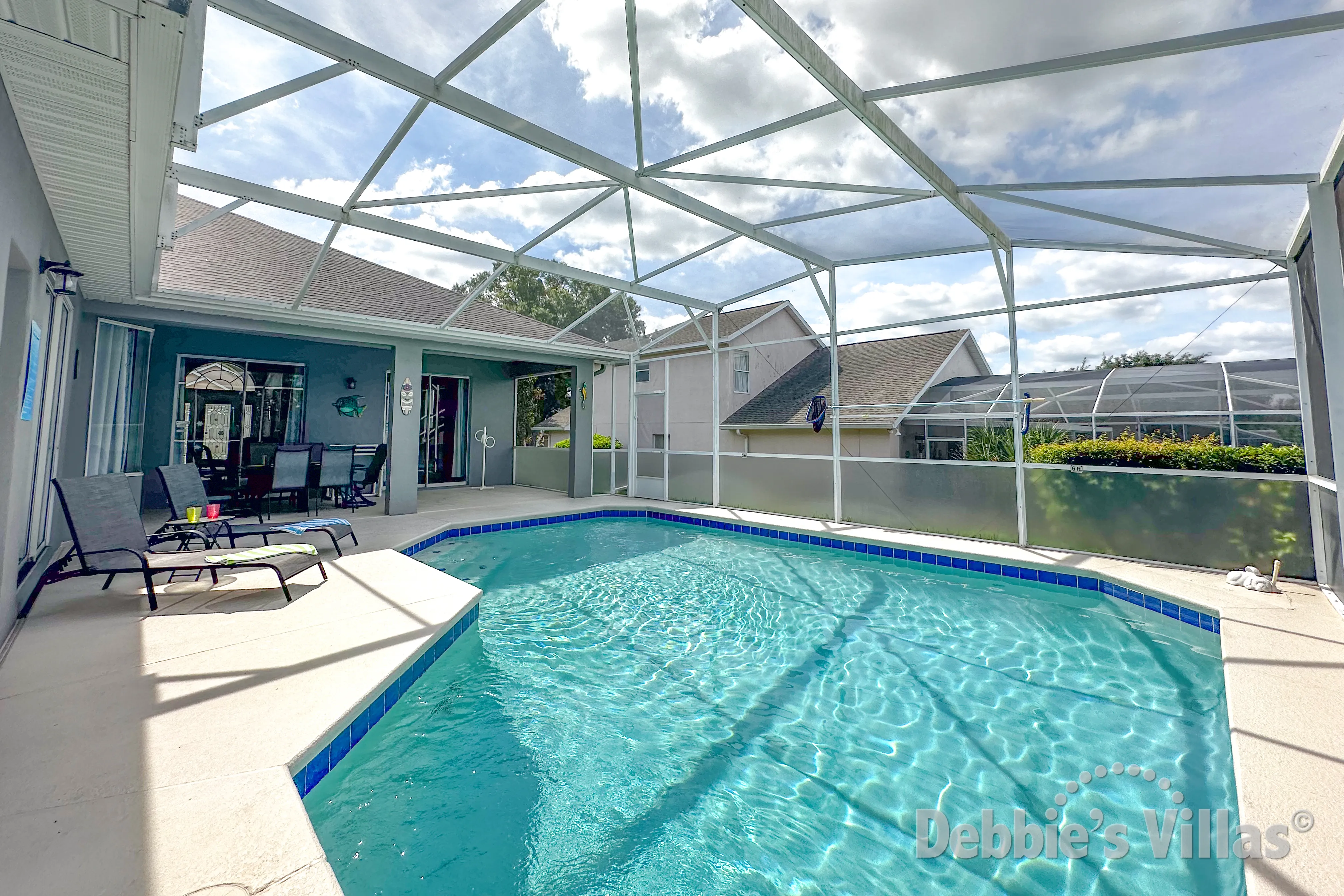 West-facing pool at this vacation villa on Westbridge in Davenport