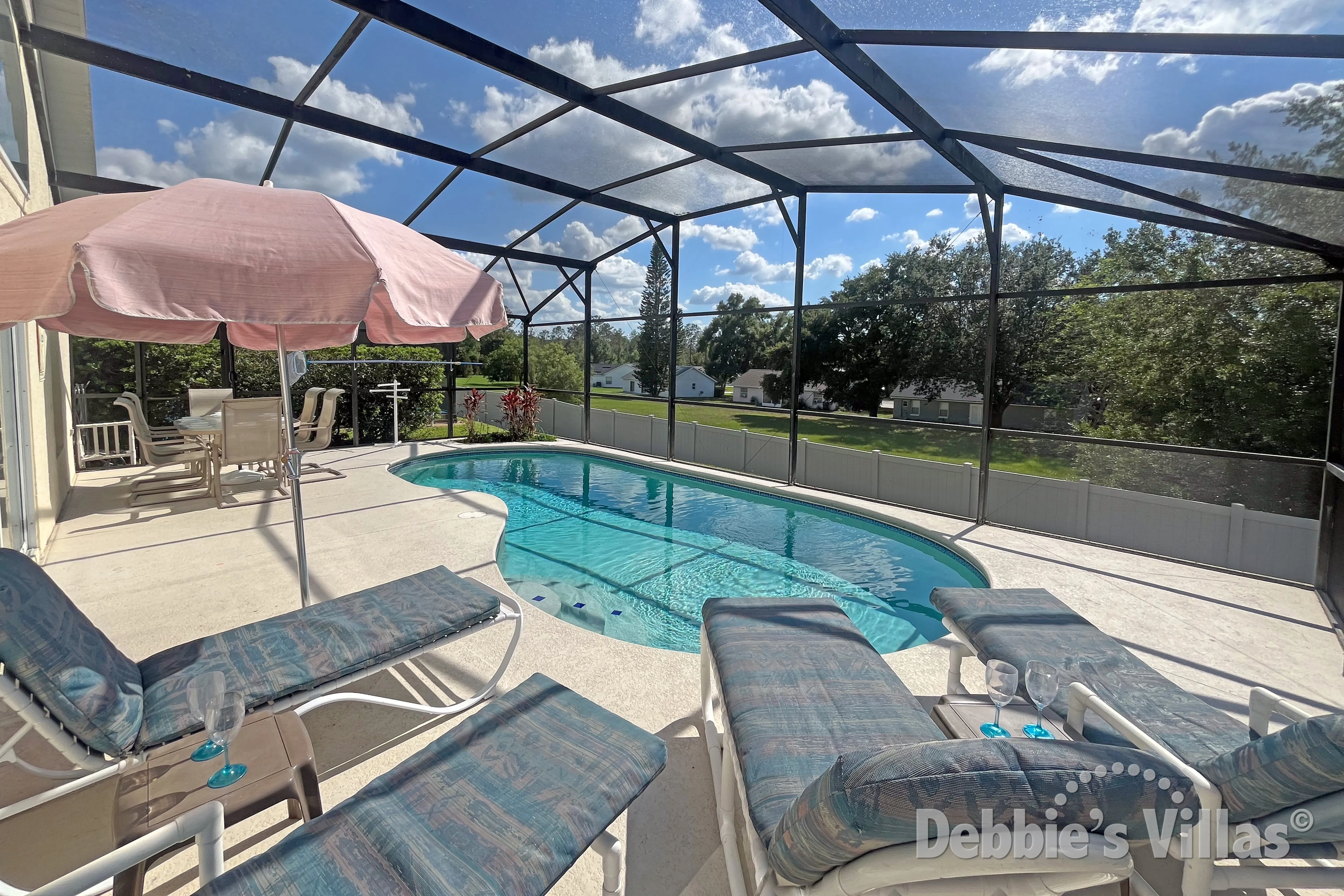 West-facing pool at this vacation villa on Westridge Manors in Davenport 