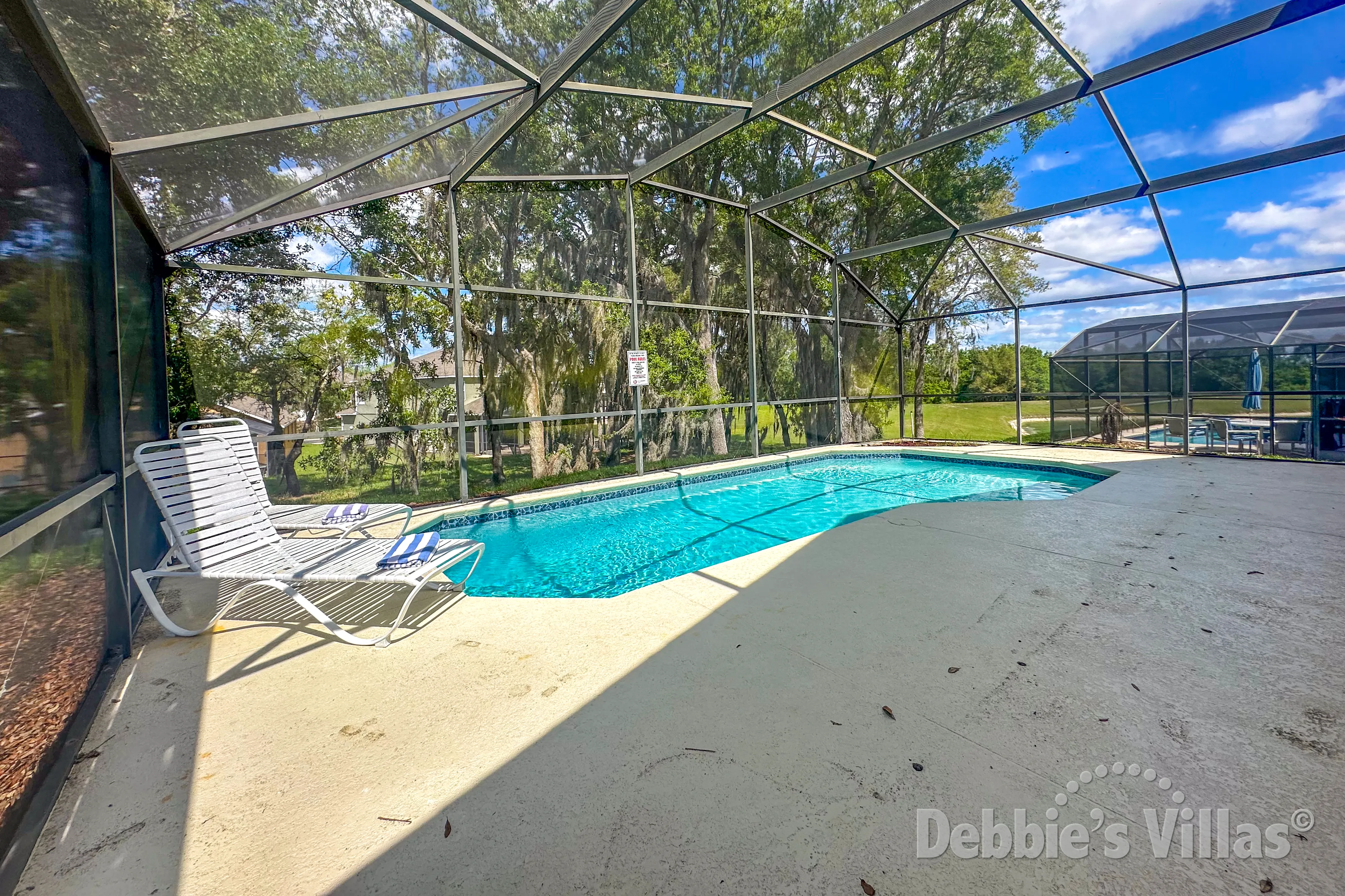 West-facing pool at this vacation villa on Emerald Island in Kissimmee