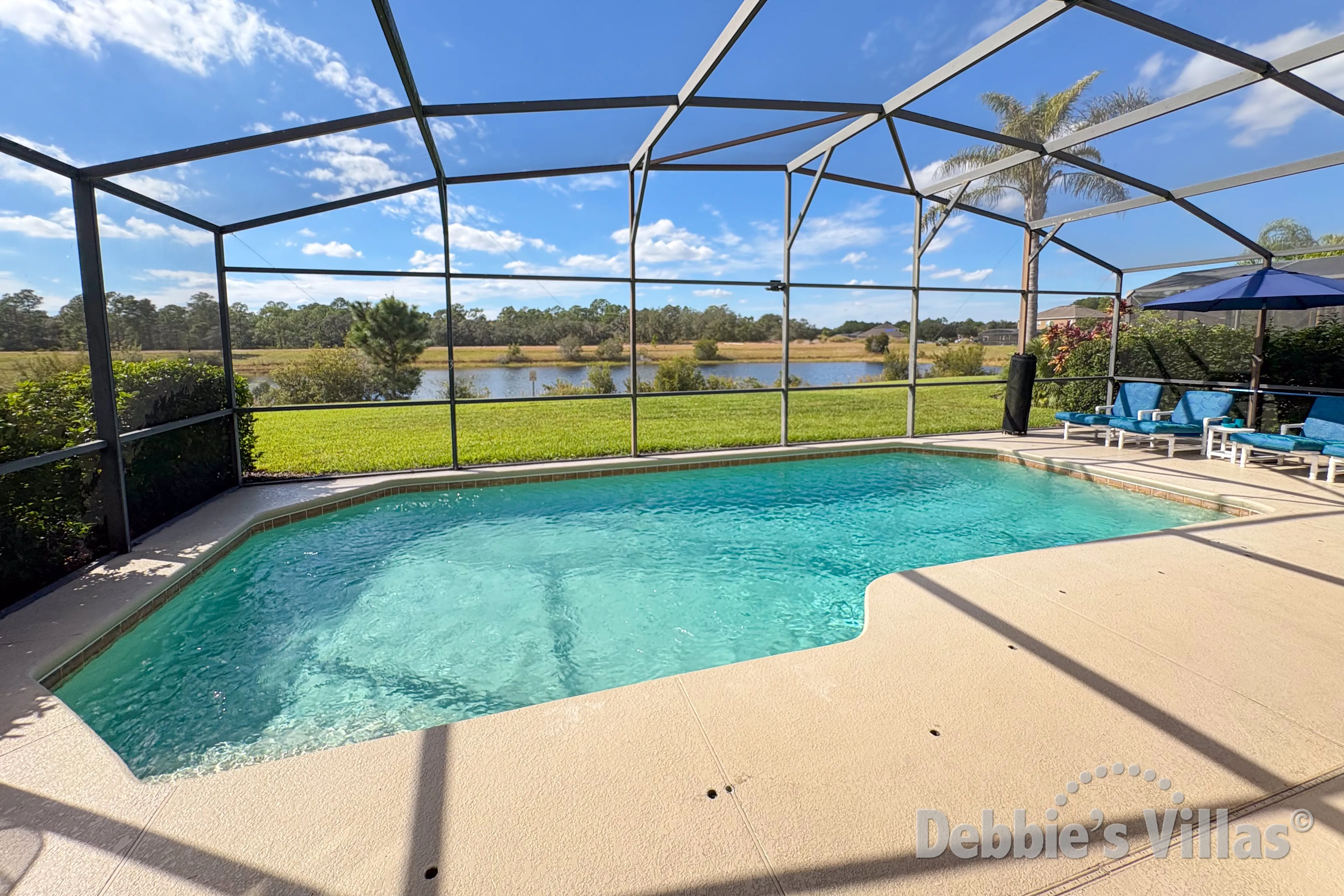West-facing private pool at this vacation villa on Watersong in Davenport