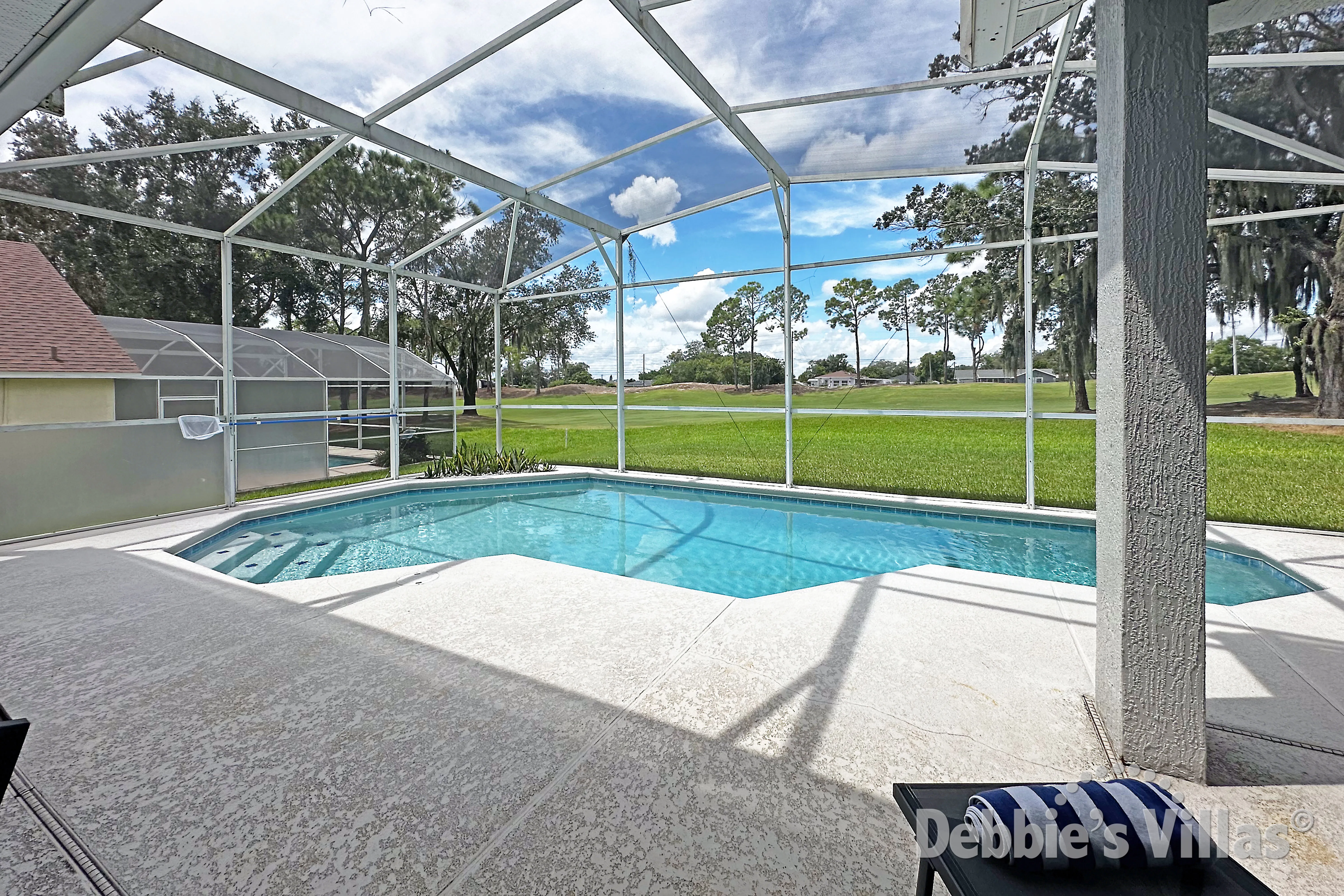 West-facing private pool at this vacation villa on Southern Dunes in Haines City