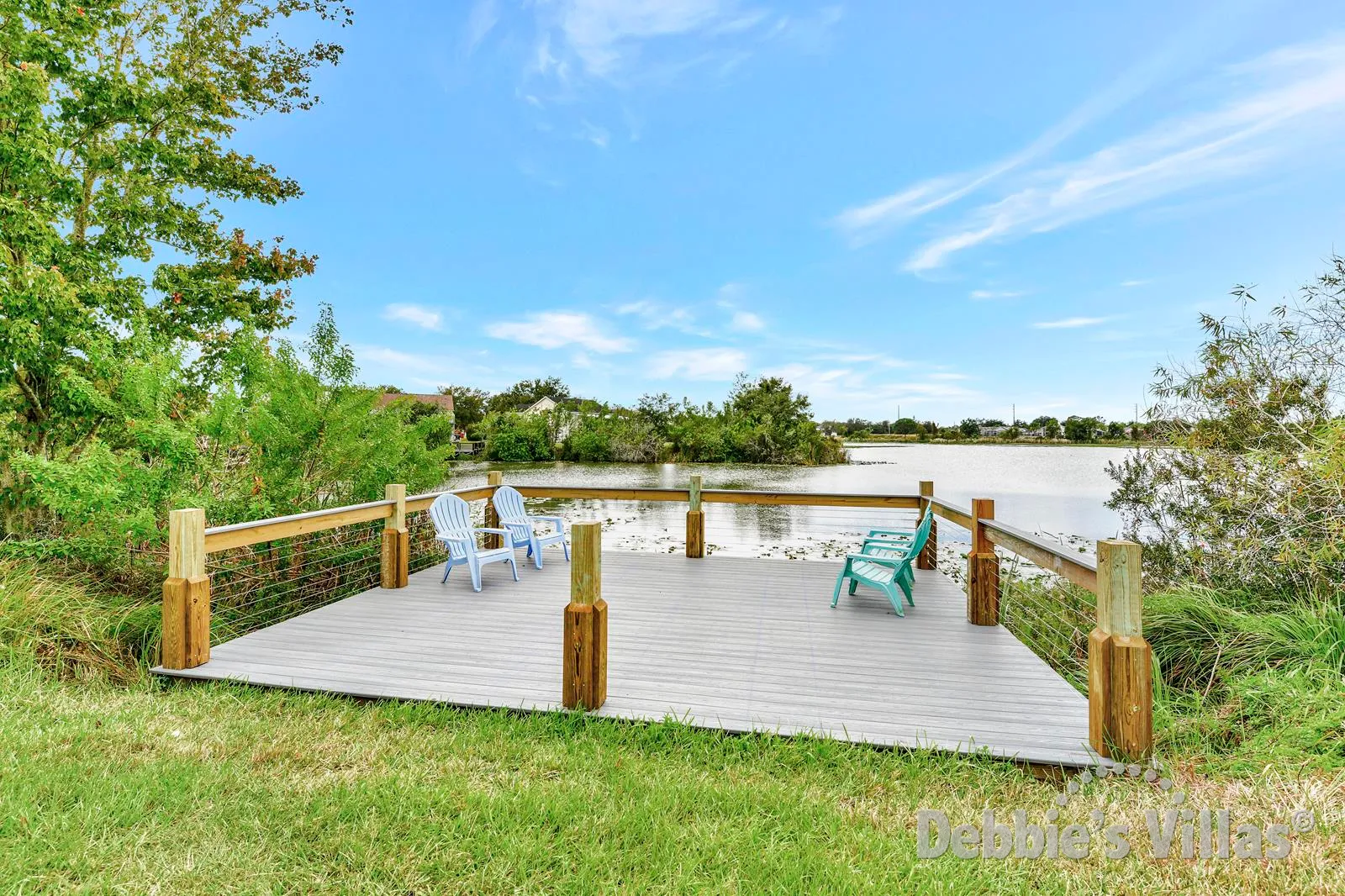 Lake deck to the rear of this vacation villa on Town Center Resort in Davenport