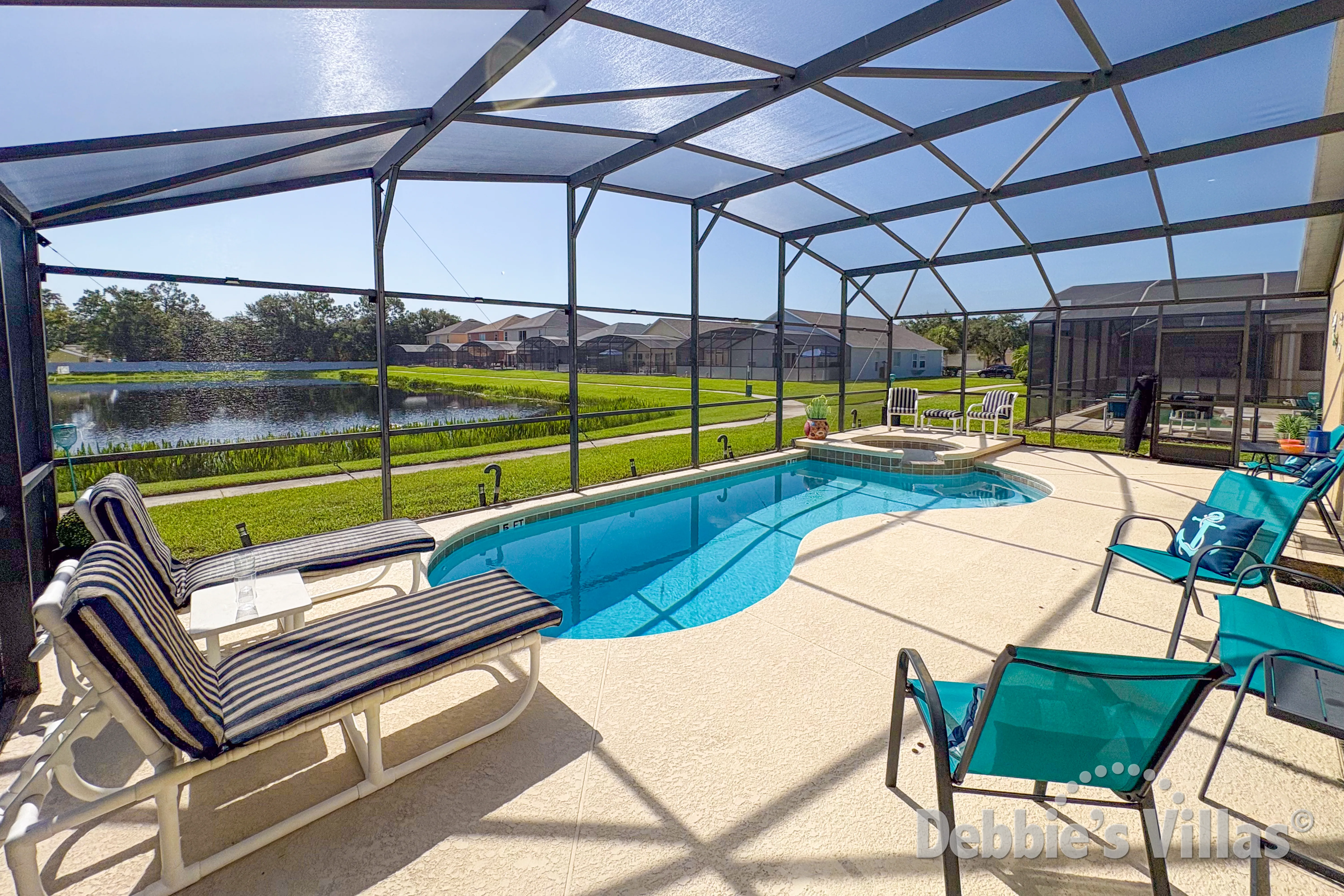 Private pool and spa at this vacation villa on Seasons in Kissimmee 