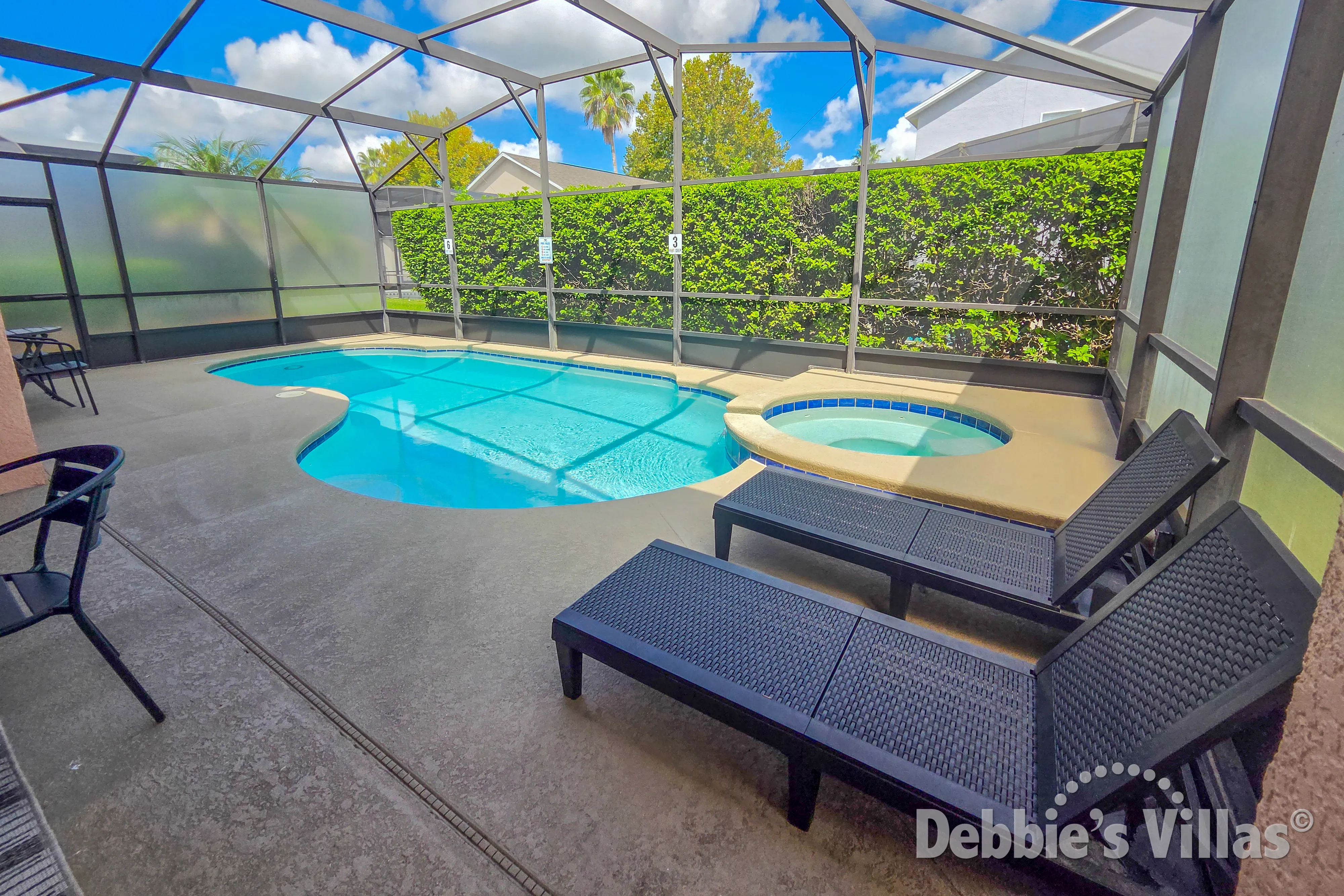 Private pool and spa at this vacation villa on Lake Berkley in Kissimmee 