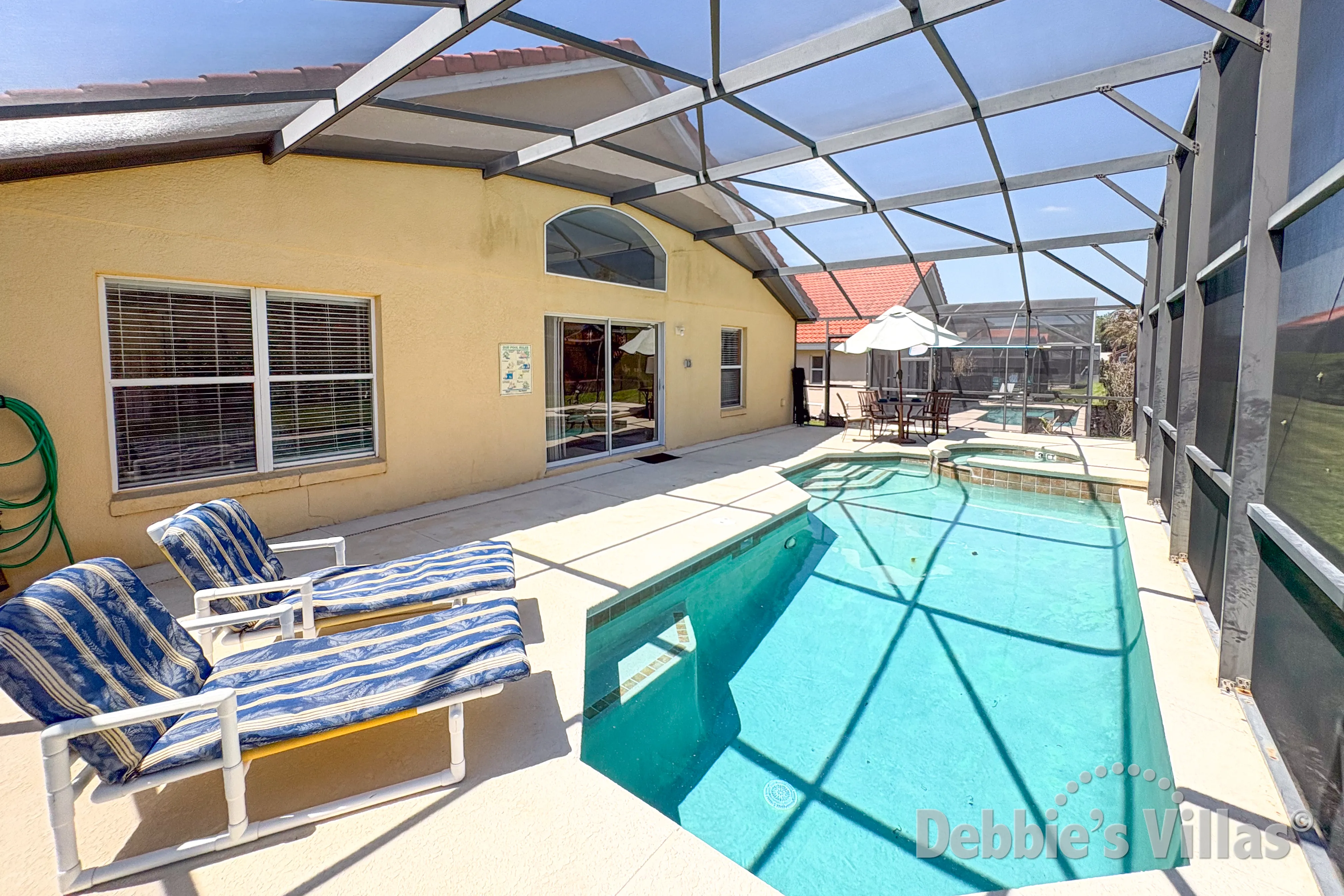 Pool and spa at this vacation villa on Solana in Davenport 