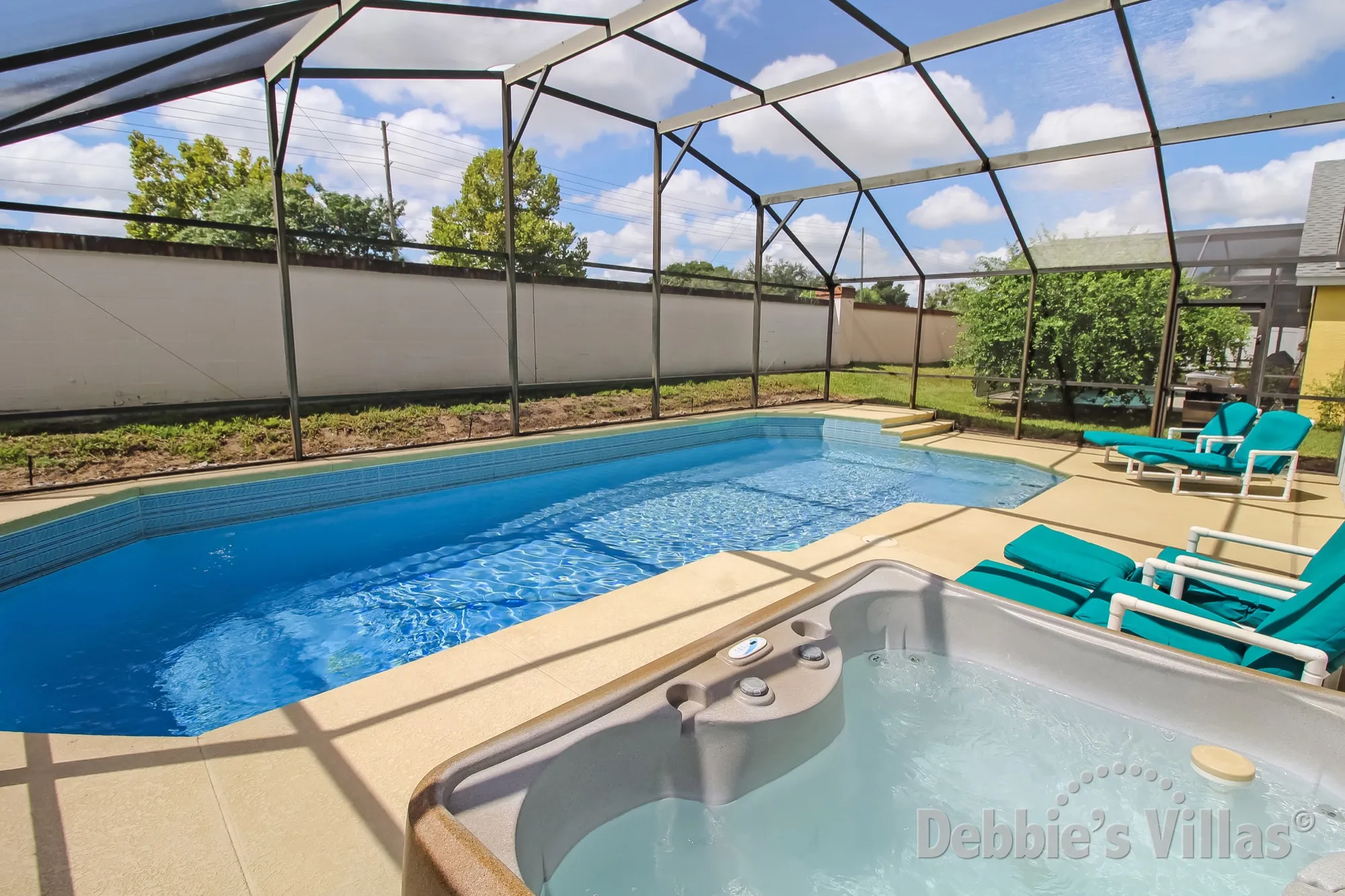 Hot tub and private south-facing pool at this Kissimmee villa