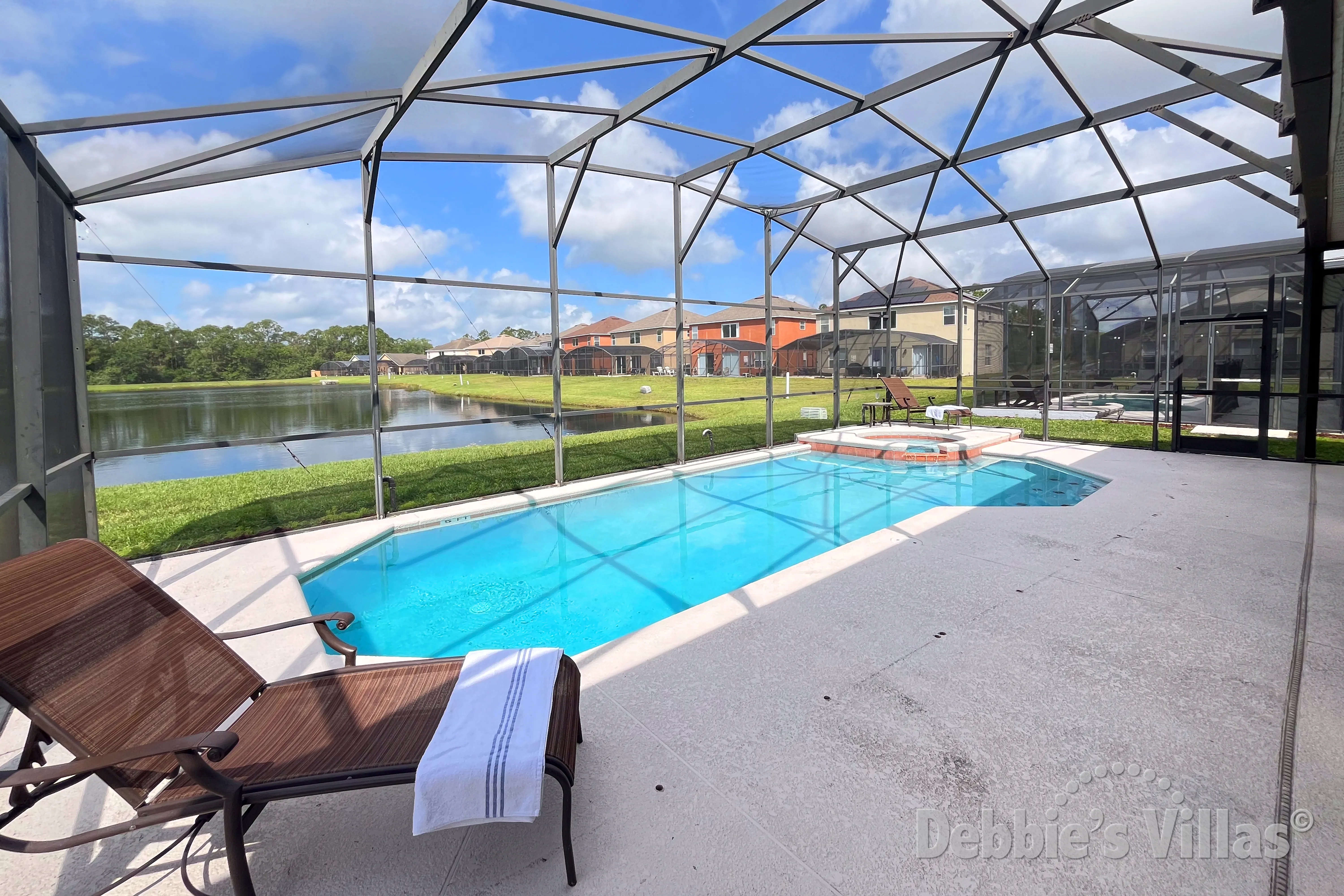 West-facing pool and spa at this vacation villa on Terra Verde in Kissimmee 