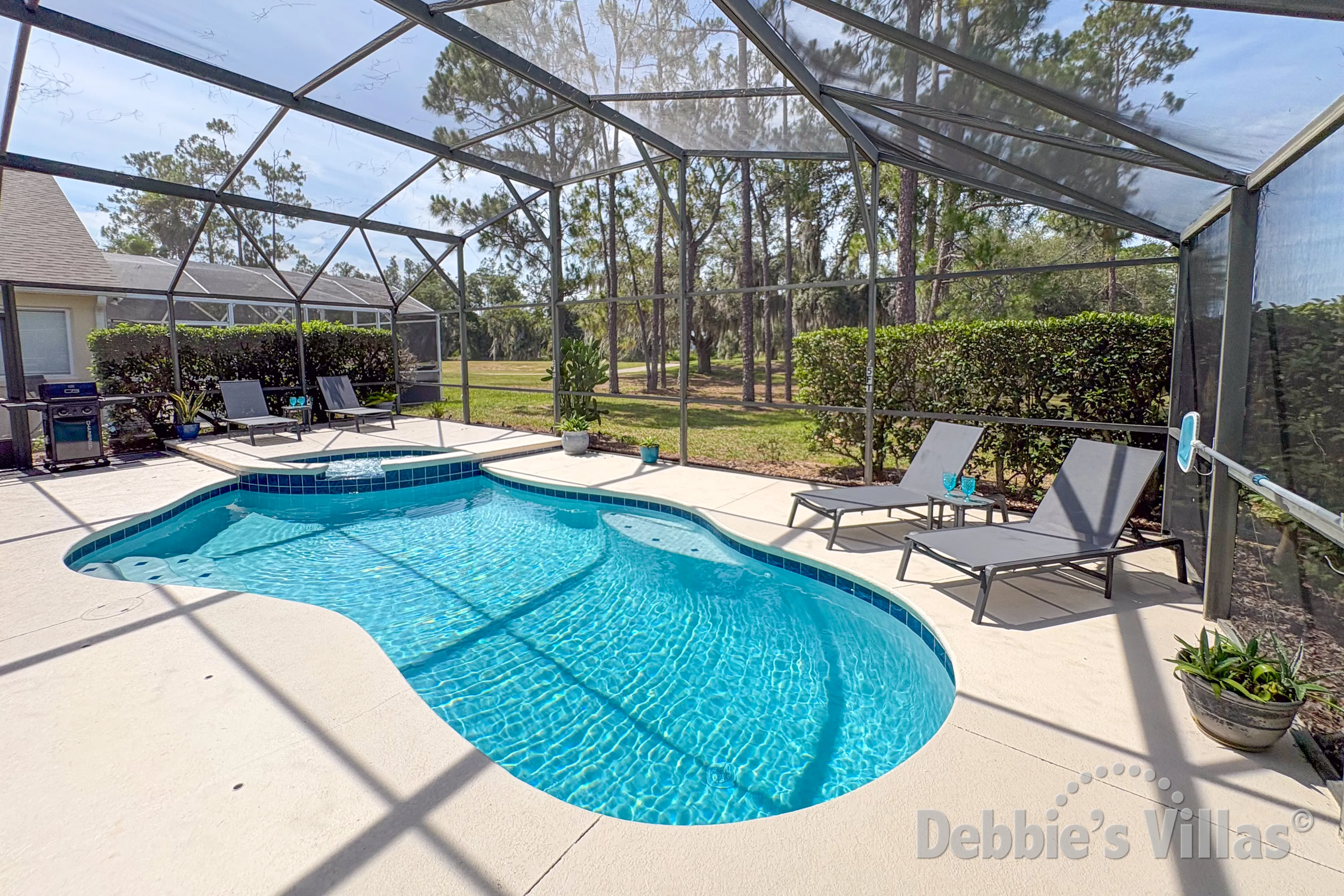 Private pool and spa at this vacation villa on Highlands Reserve in Davenport 