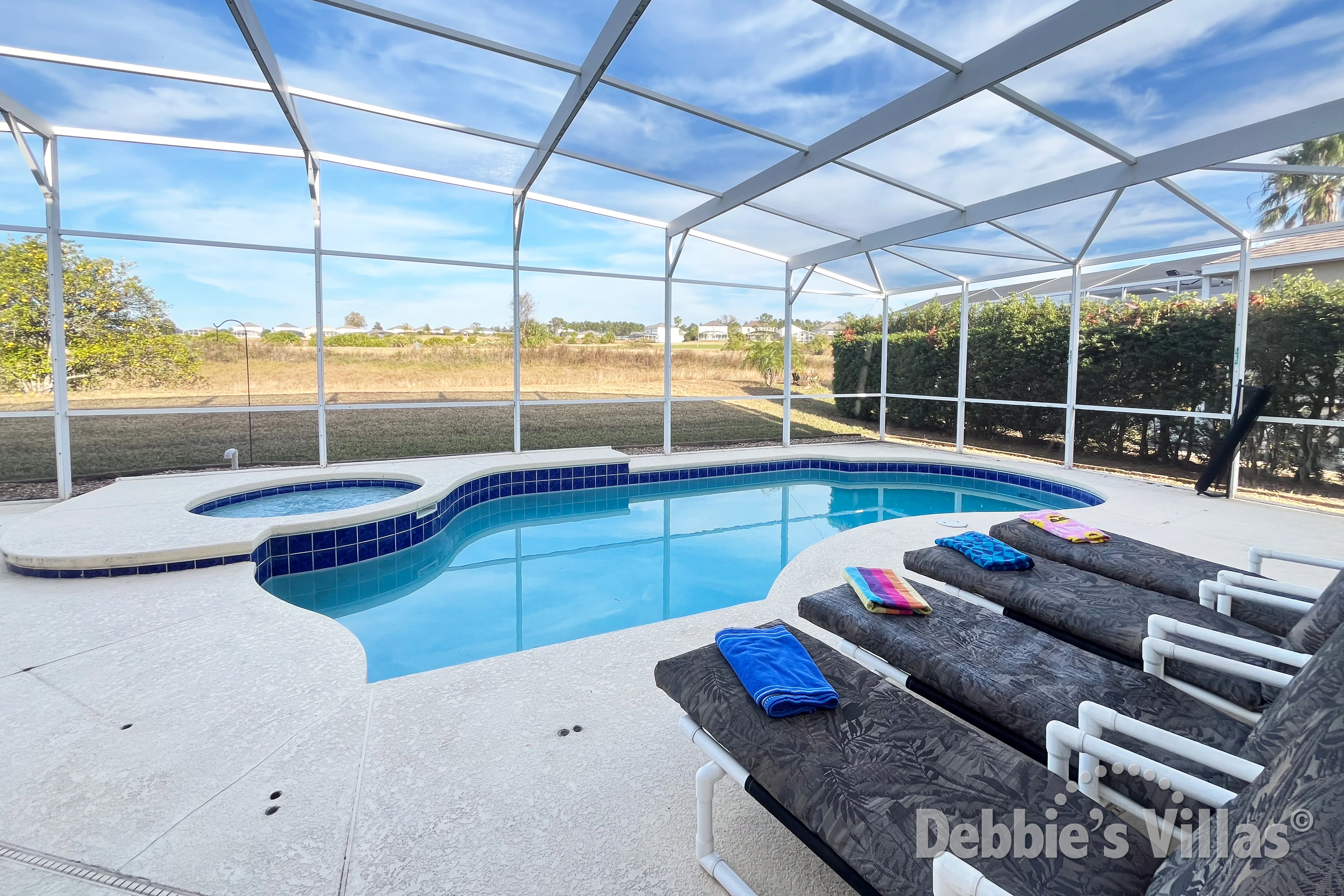 Private pool and spa at this vacation villa on Highlands Reserve in Davenport