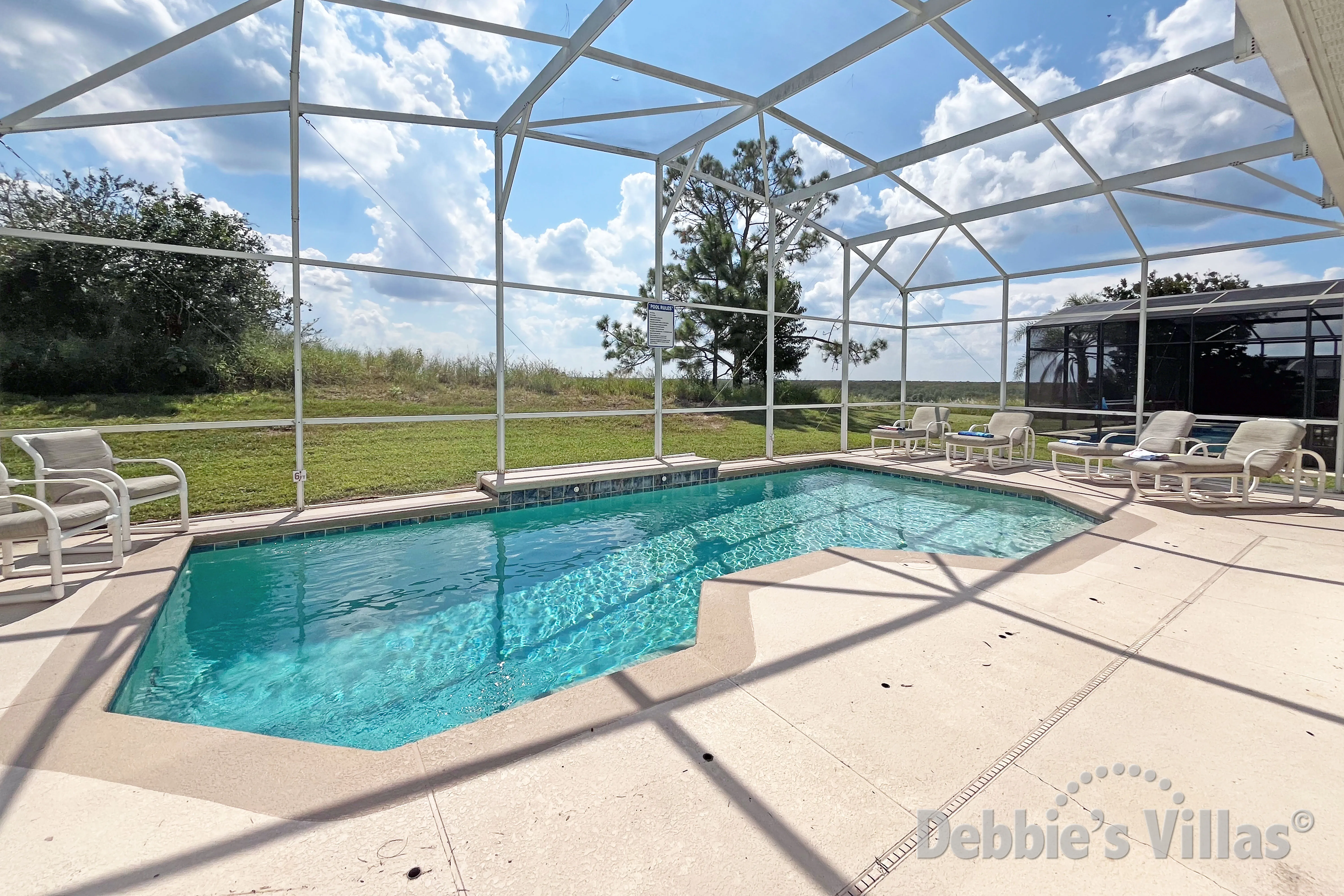 South-facing pool at this vacation villa on Highlands Reserve in Davenport