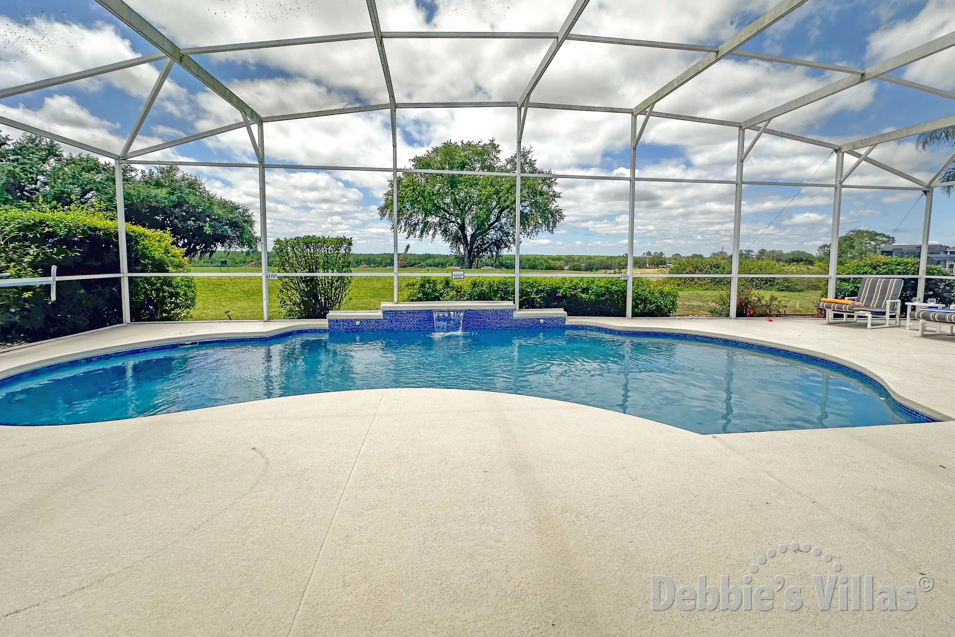 West-facing private pool at this vacation villa on Highlands Reserve in Davenport