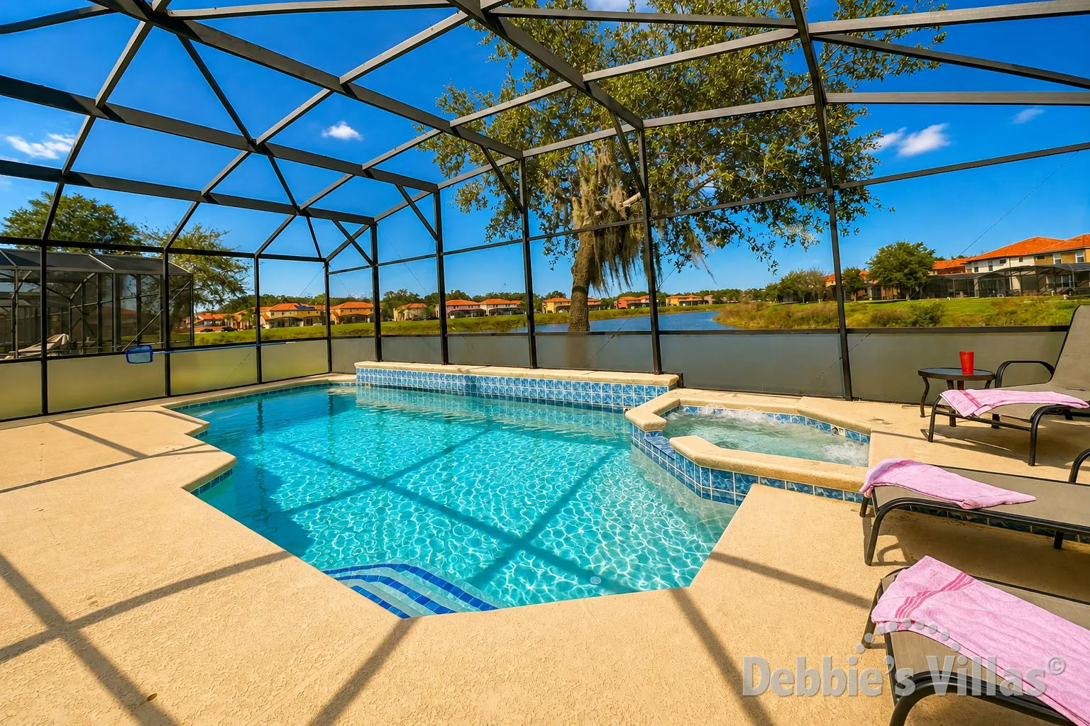 Stunning lake view from the pool deck of this Bella Vida vacation villa in Kissimmee