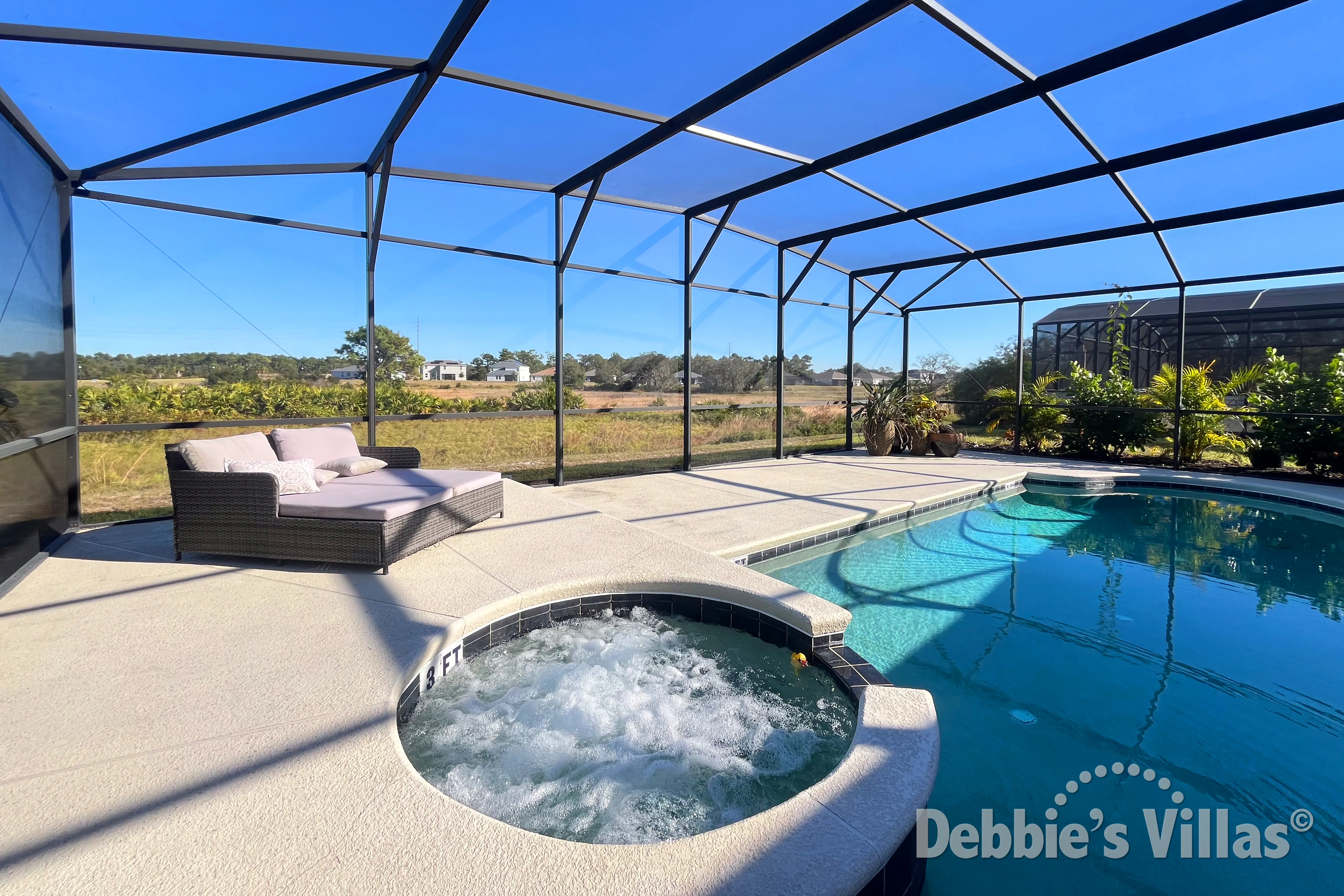 Have a long soak in the soothing spa at this Davenport vacation villa