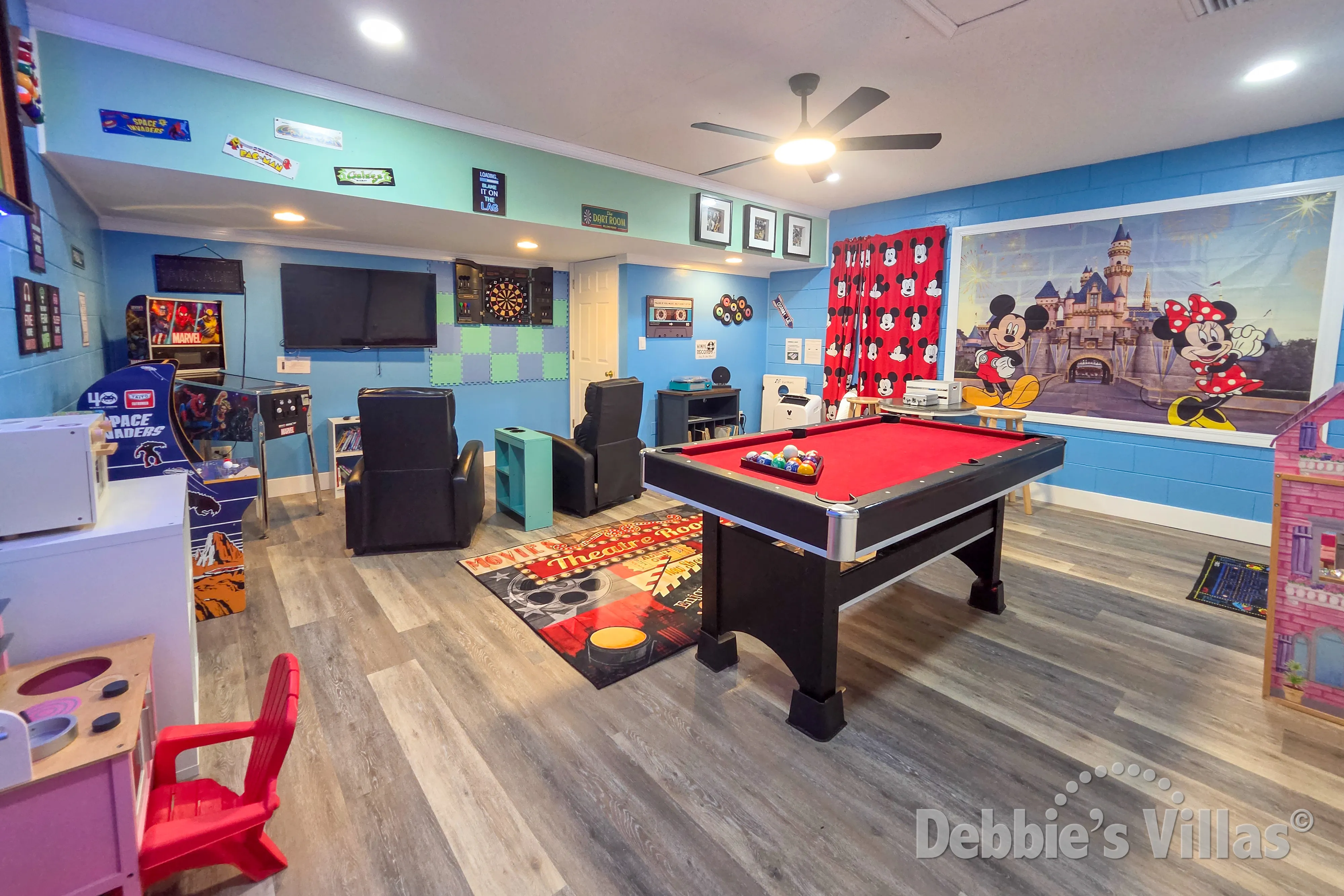 Air-conditioned games room in this vacation villa on Indian Ridge Oaks in Kissimmee 