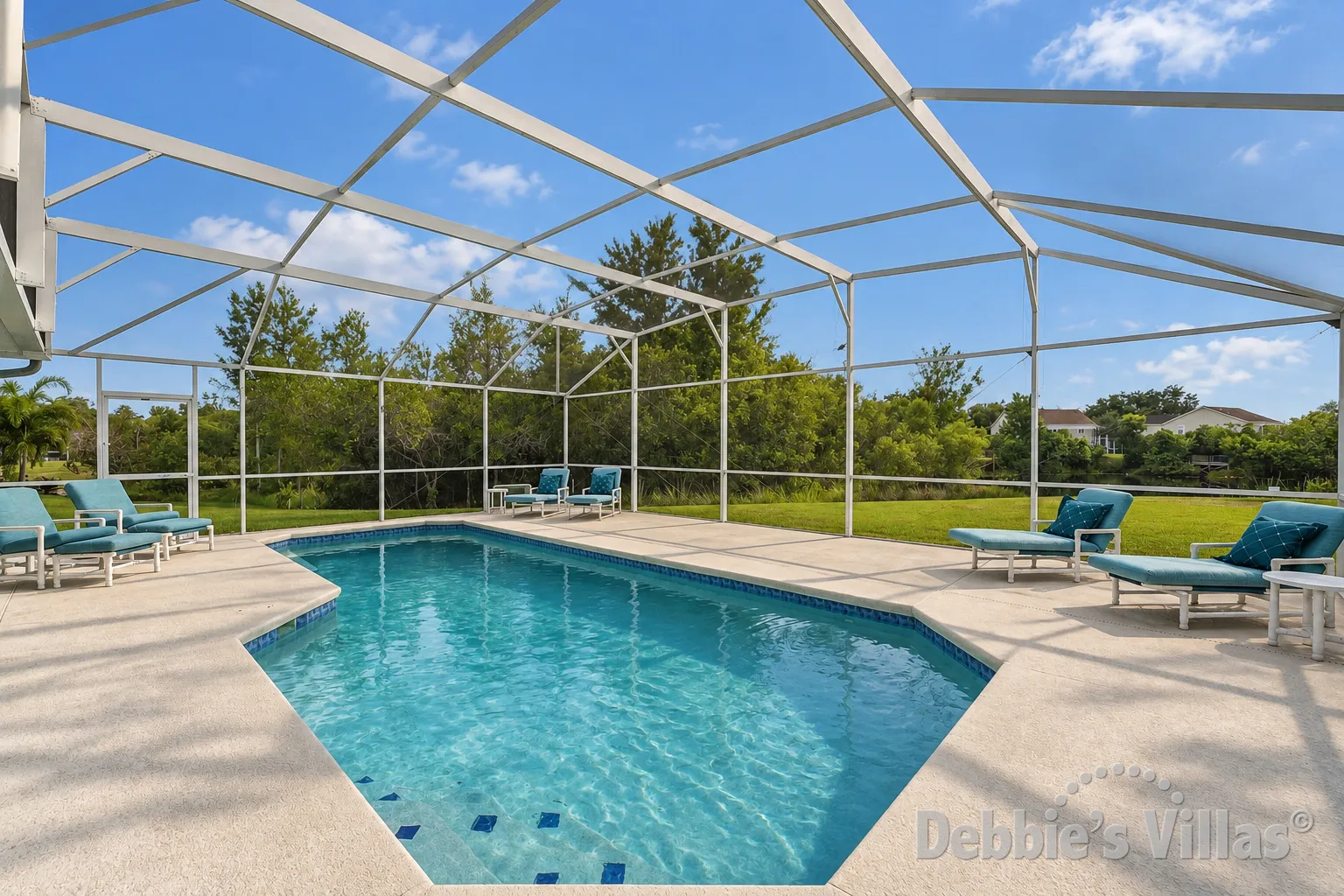 South-facing private pool with lake view at this Davenport vacation villa