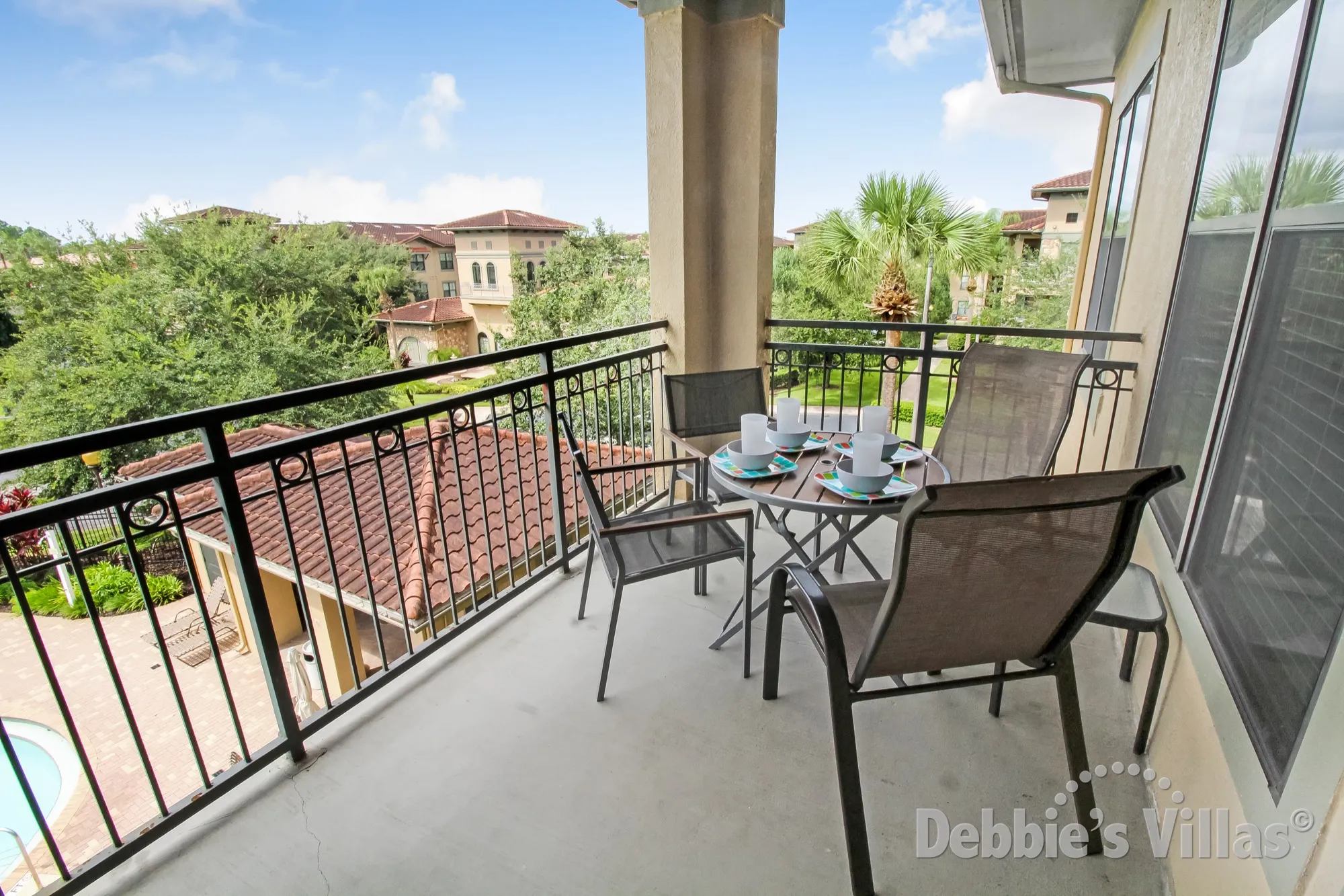 Balcony view from this Bella Piazza apartment