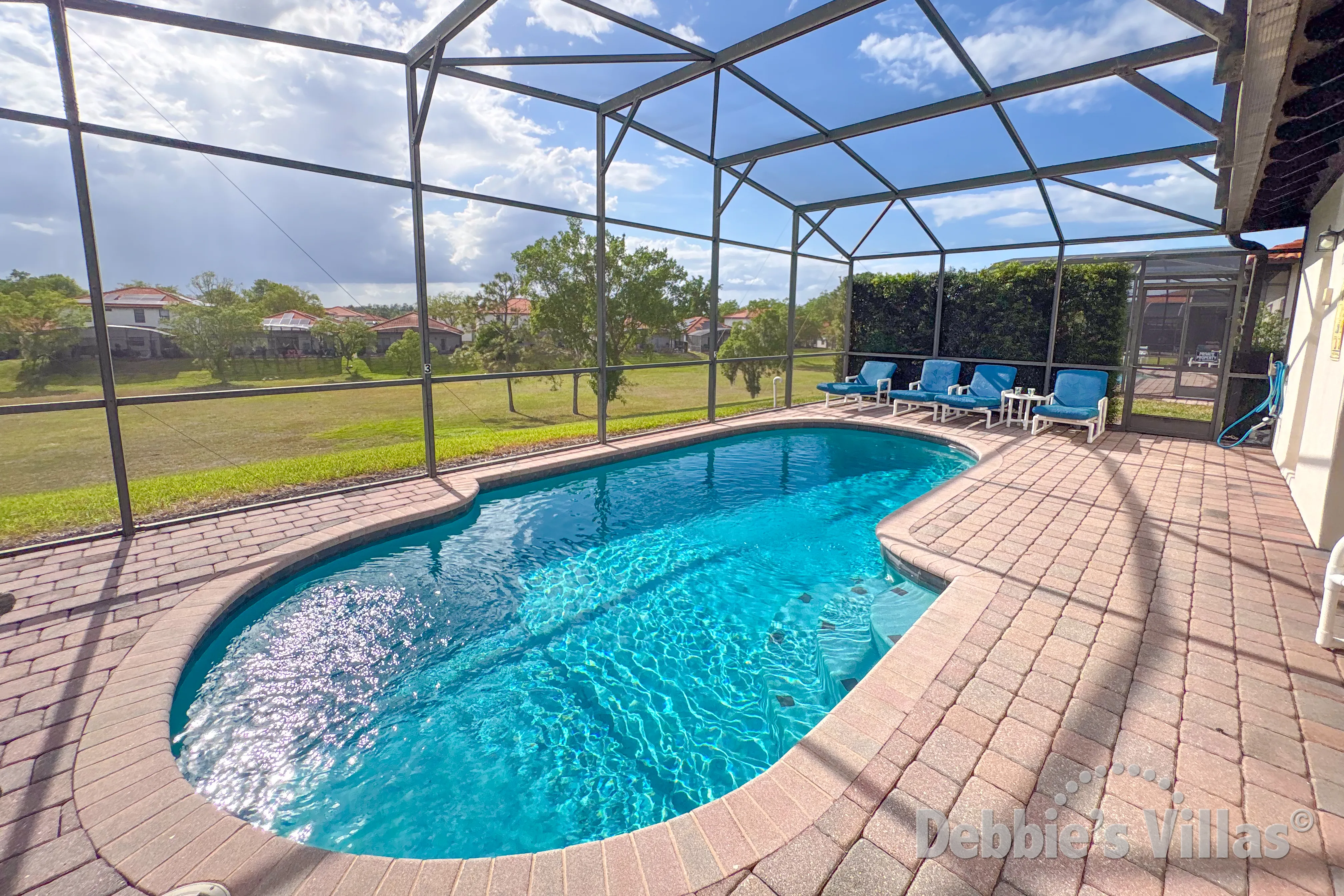 West-facing pool at this vacation villa on High Grove in Clermont 