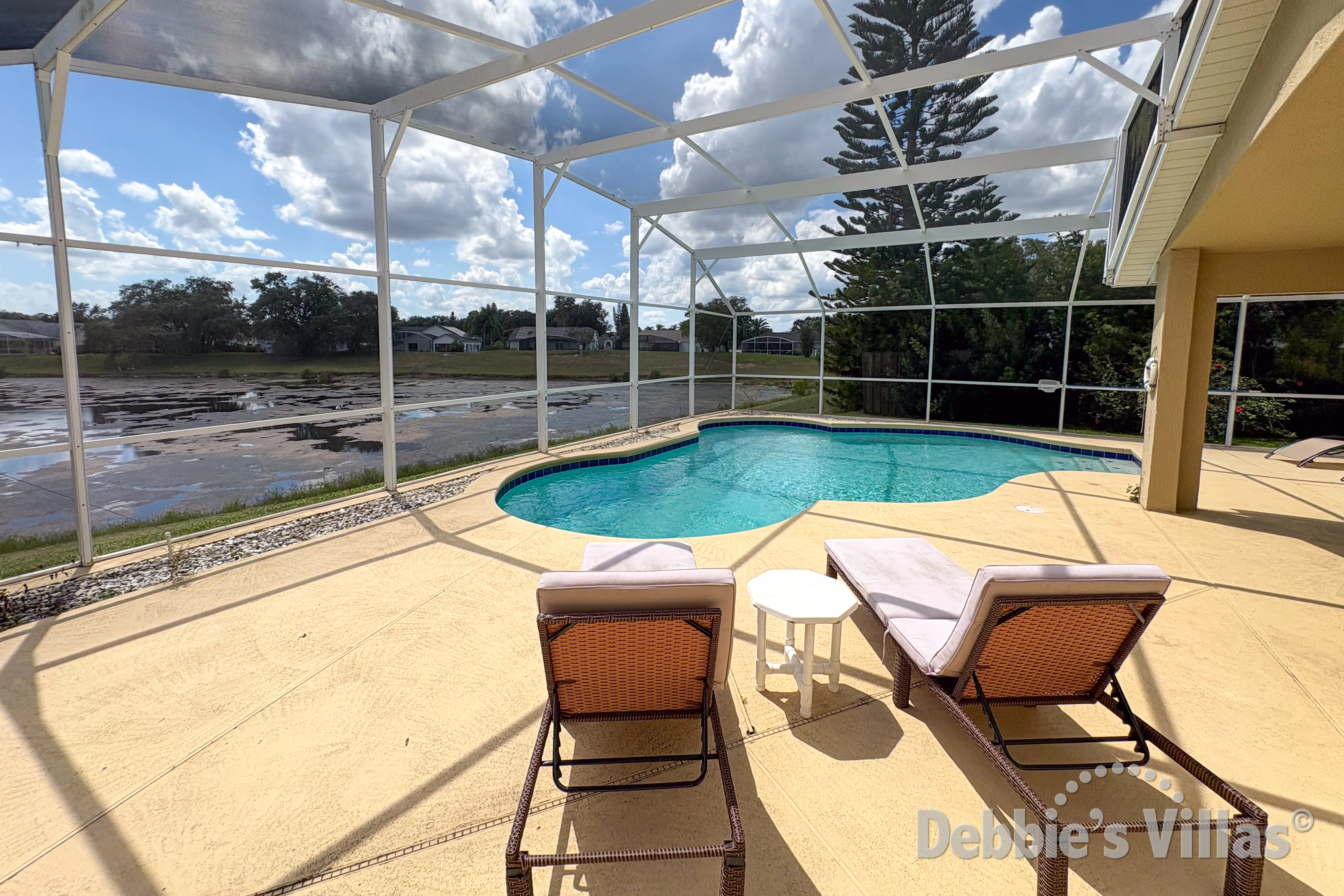 South-facing private pool at this vacation villa on Sunridge Woods in Davenport 