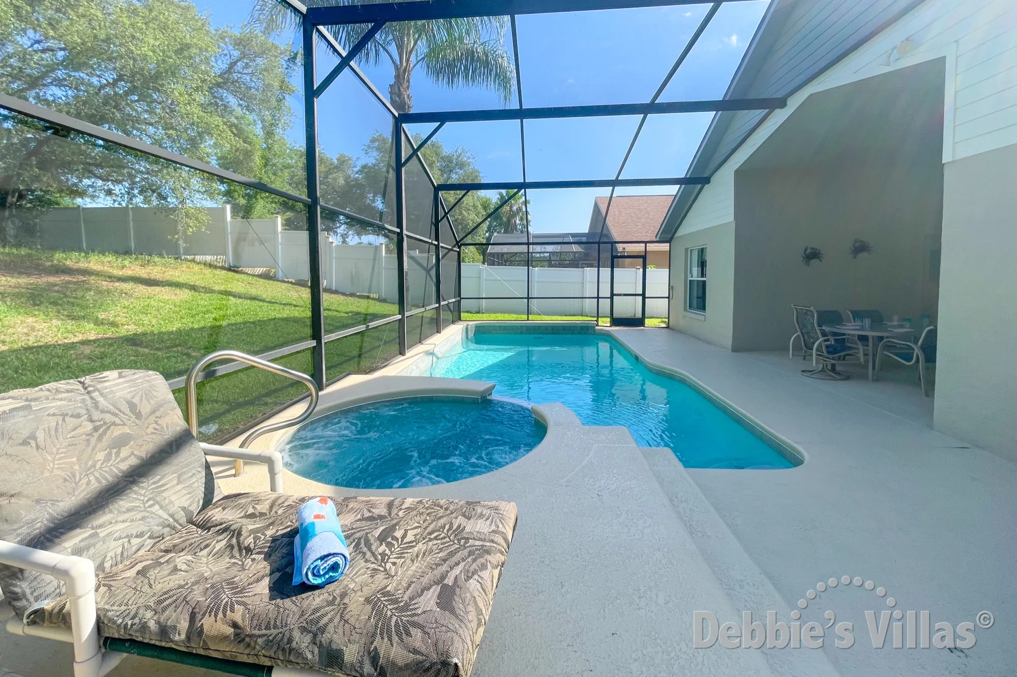 Recharge in the spa after a long day at this Kissimmee vacation villa