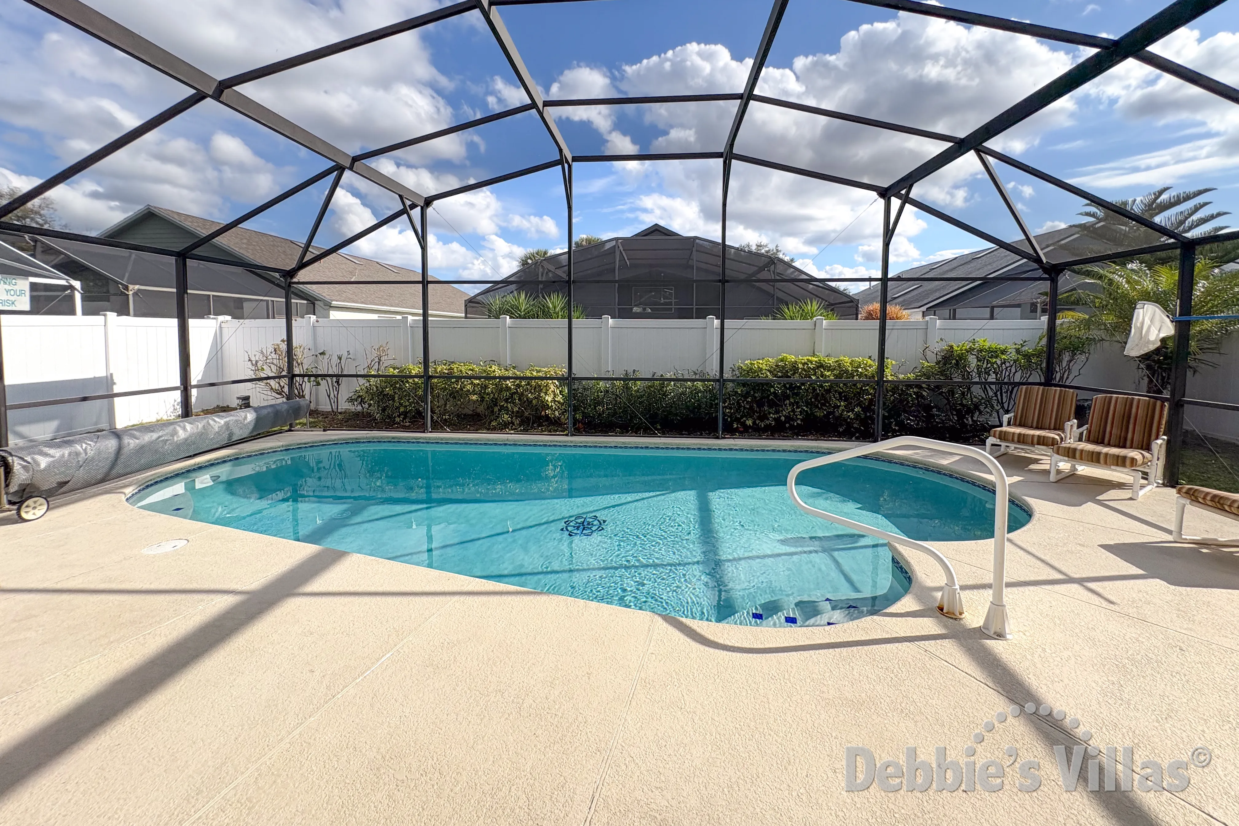 Southeast-facing pool and spa at this vacation villa on Indian Creek in Kissimmee 