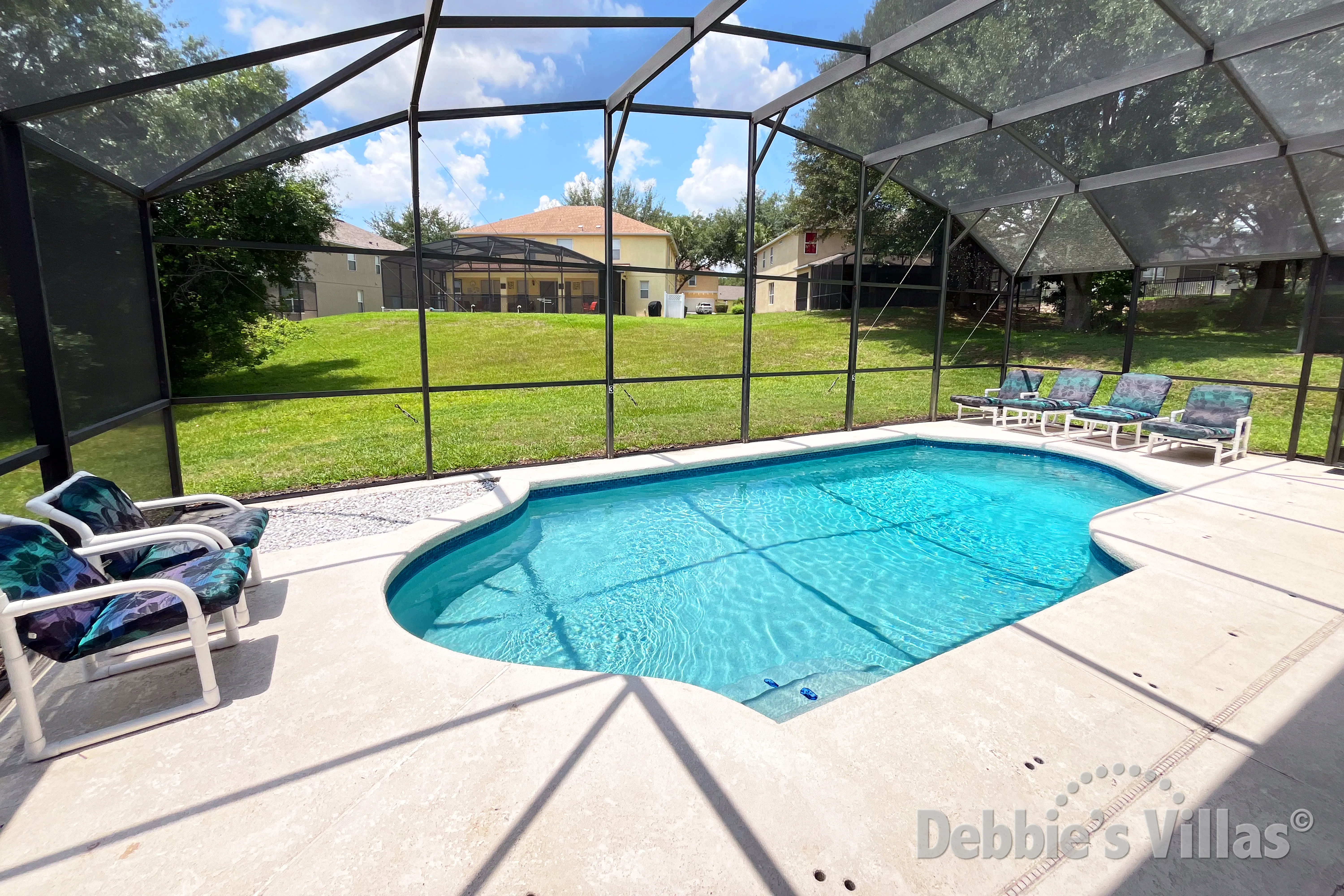 Southwest-facing pool at this vacation villa on Emerald Island in Kissimmee 