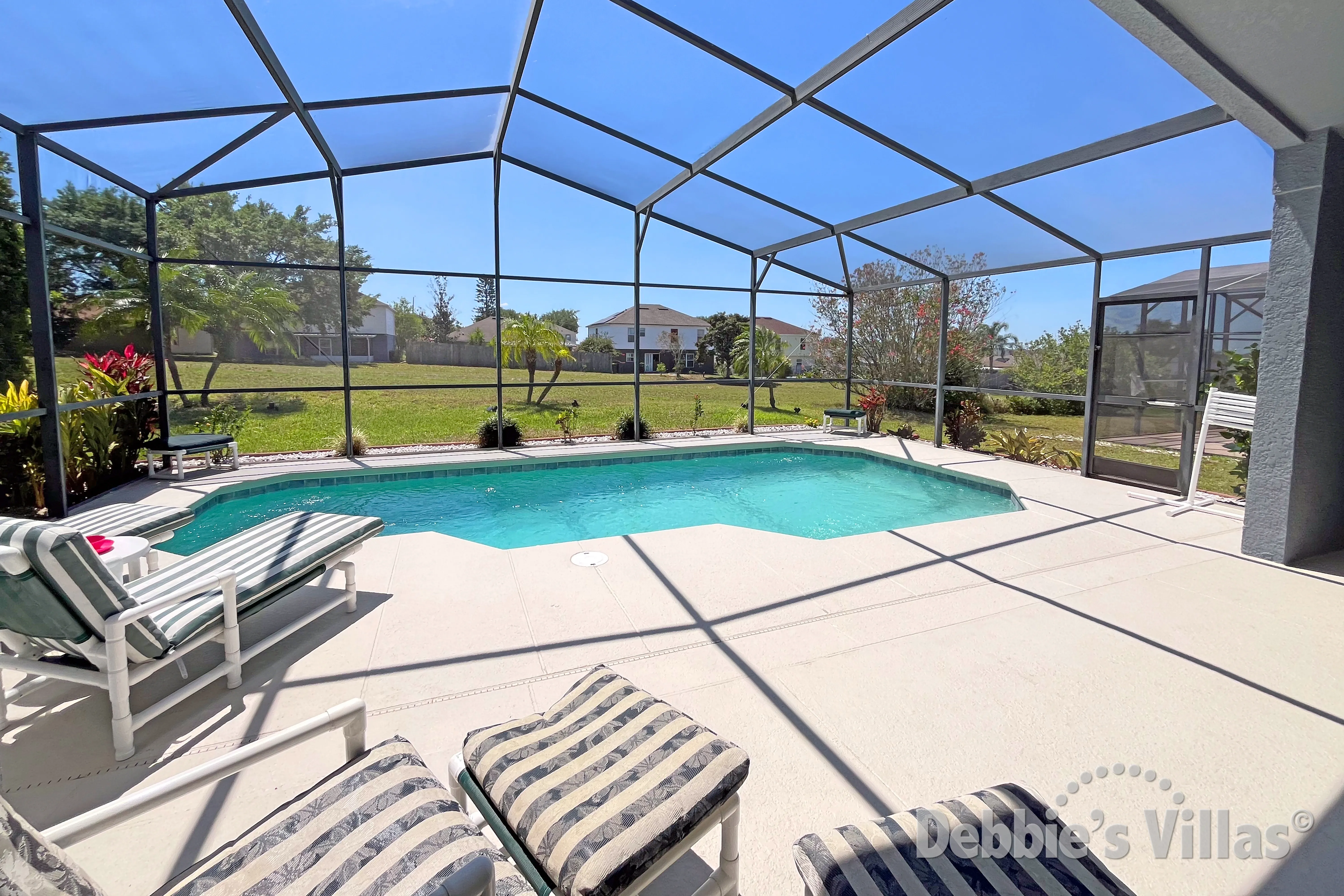 South-facing private pool at this vacation villa on West Stonebridge in Davenport 